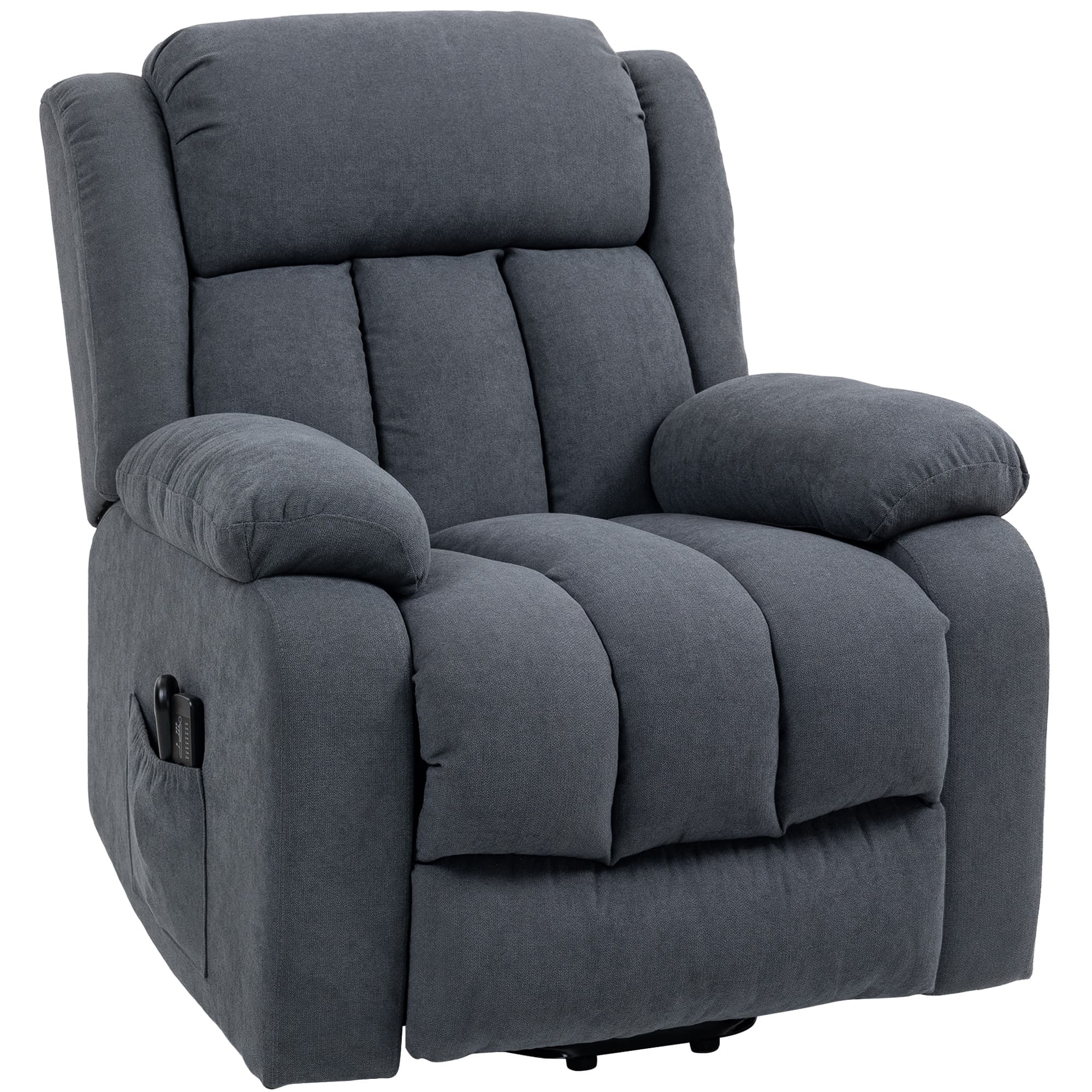 HOMCOM Fauteuil TV avec aide au lever Électrique Fauteuil relax inclinable, Fonction massage, 93x91x103 cm, Gris foncé