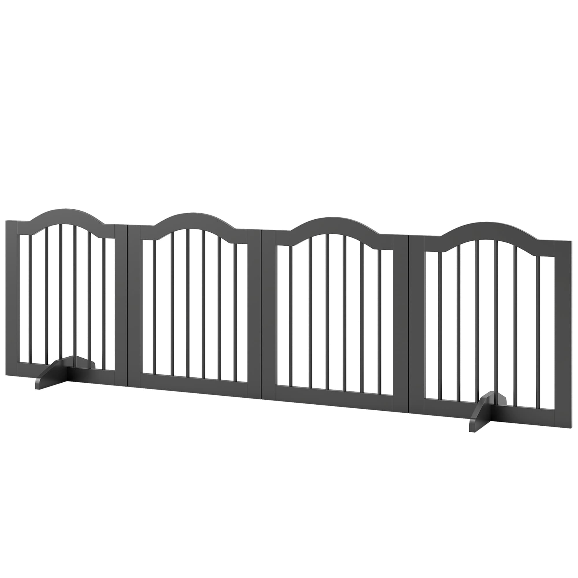 PawHut Barrière pour chiens Barrière de protection autoportante avec pieds, pliable, grille pour chiens, 4 panneaux, 208 x 29,5 x 61 cm, noir