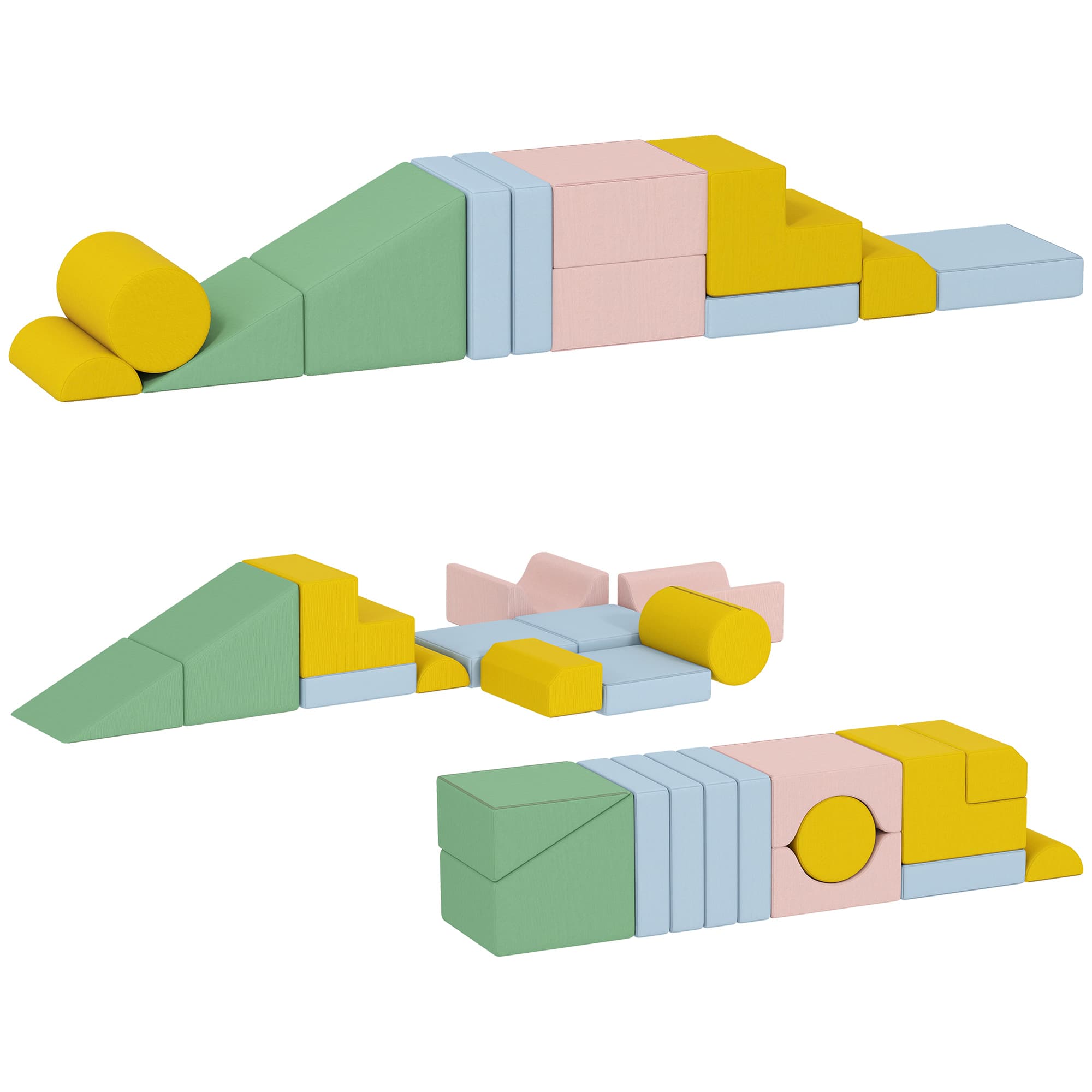AIYAPLAY Set de blocs doux pour enfants, ensemble de 12 blocs en tissu, mousse, housse en velours côtelé, lavable, pastel coloré