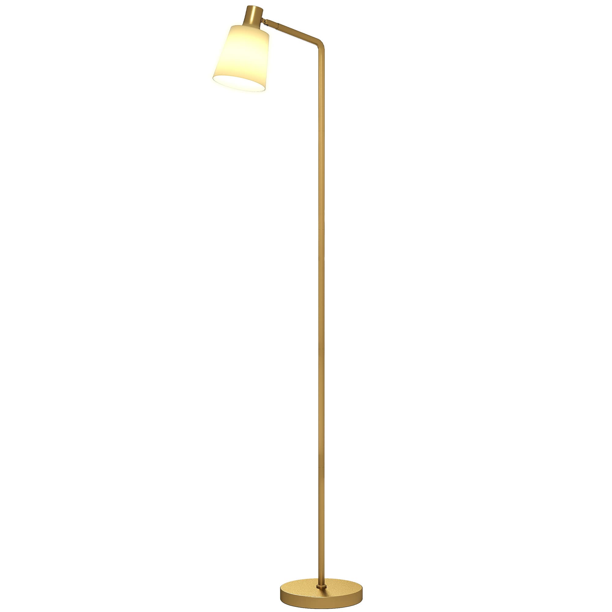 HOMCOM Lampe sur pied LED dimmable avec 3 températures de couleur 3000K-6500K Abat-jour pivotant Ampoule E27 Blanc et Doré