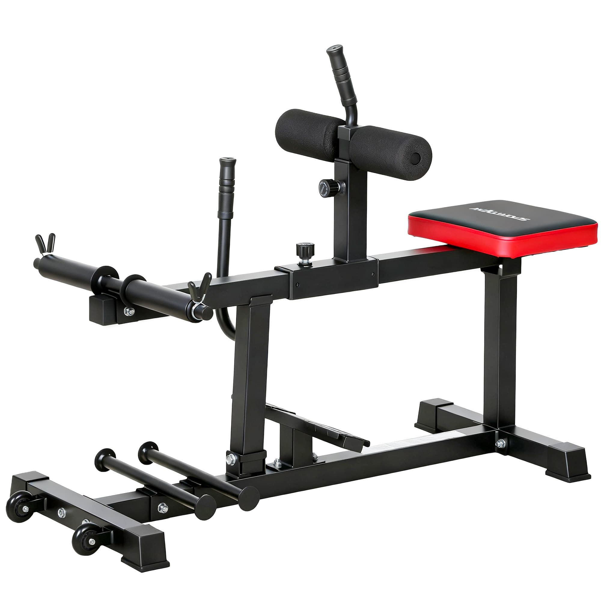 SPORTNOW Banc d'entraînement pour jambes, machine à mollets, avec roulettes, équipement sportif pour exercices à domicile, acier, noir