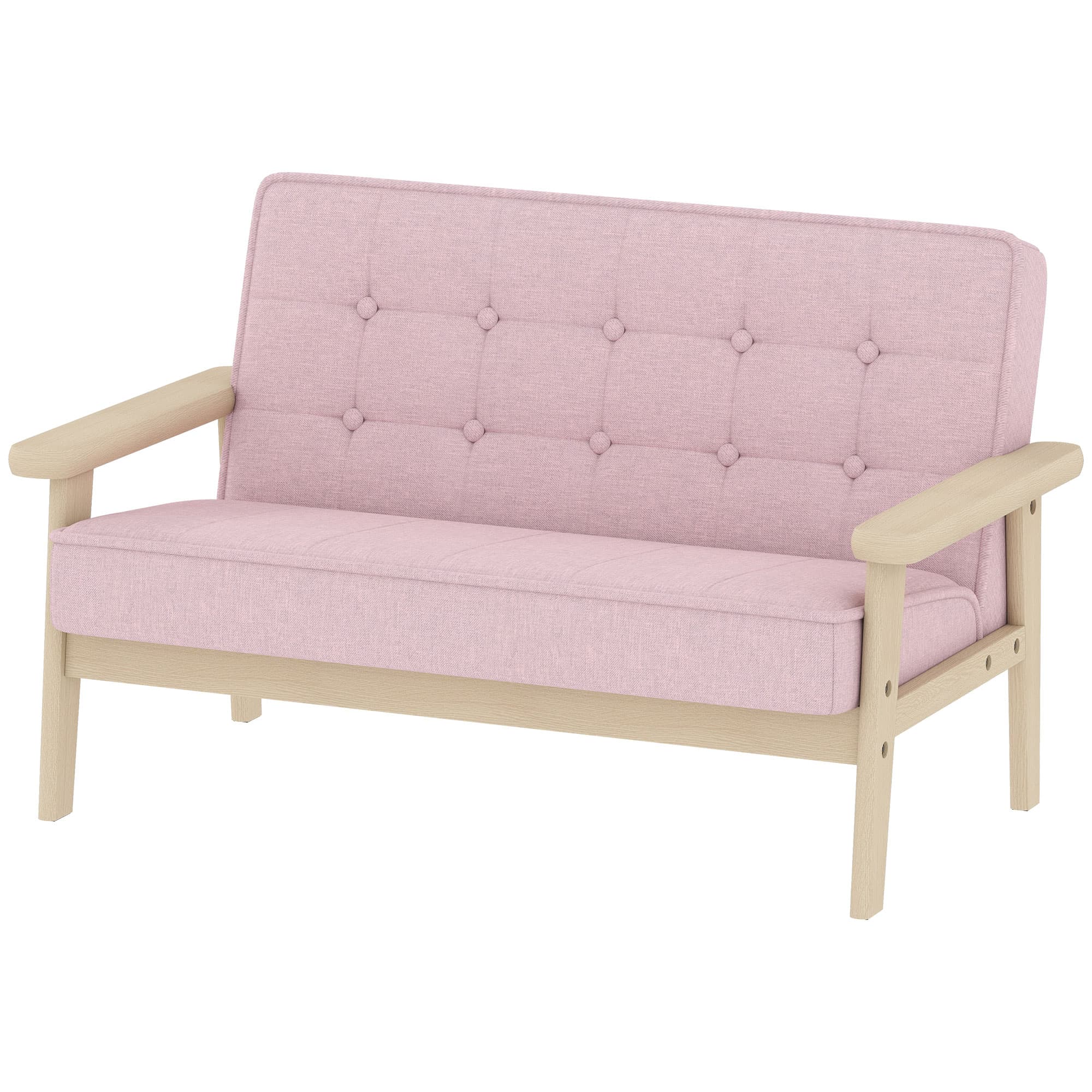 AIYAPLAY Fauteuil enfant, Canapé enfant avec cadre en bois, aspect velours, rembourré, pour enfants de 3-15 ans Rose