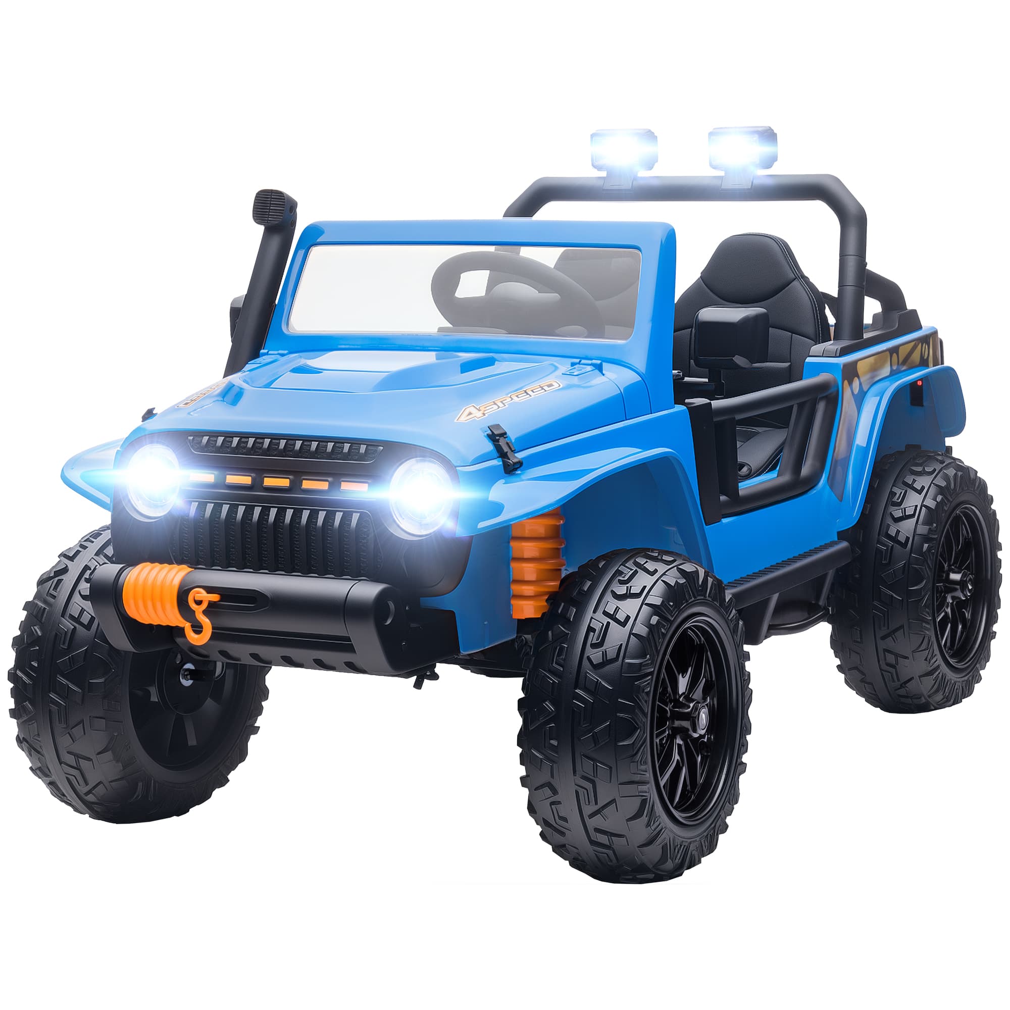 AIYAPLAY Véhicule électrique pour enfants, batterie 12 V, avec siège parent-enfant, télécommandé, musique, klaxon, feux LED, 3-8 ans, Bleu