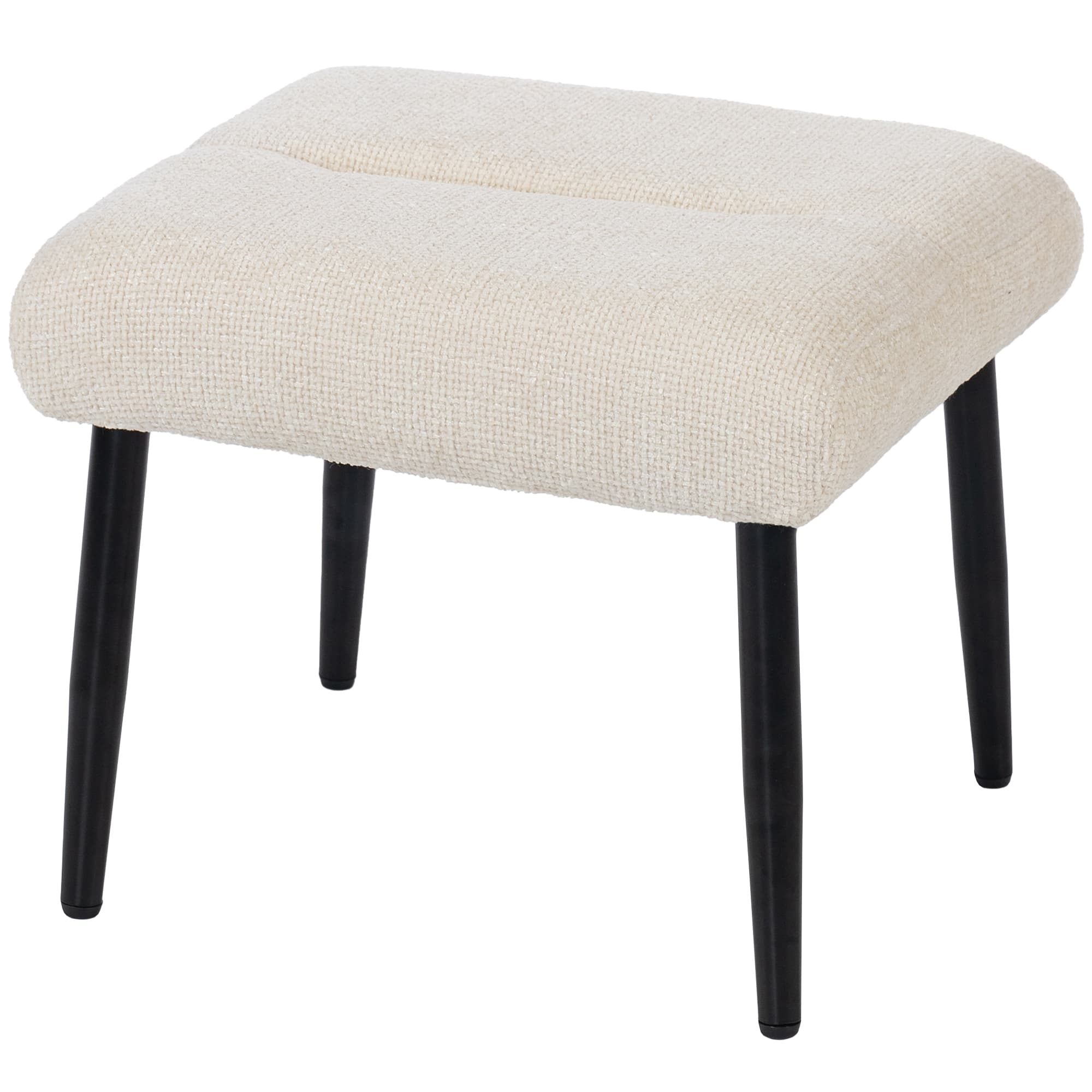 HOMCOM Tabouret avec coussin moelleux, pieds en acier, repose-pieds en tissu chenille, 45 x 41 x 38 cm, blanc crème