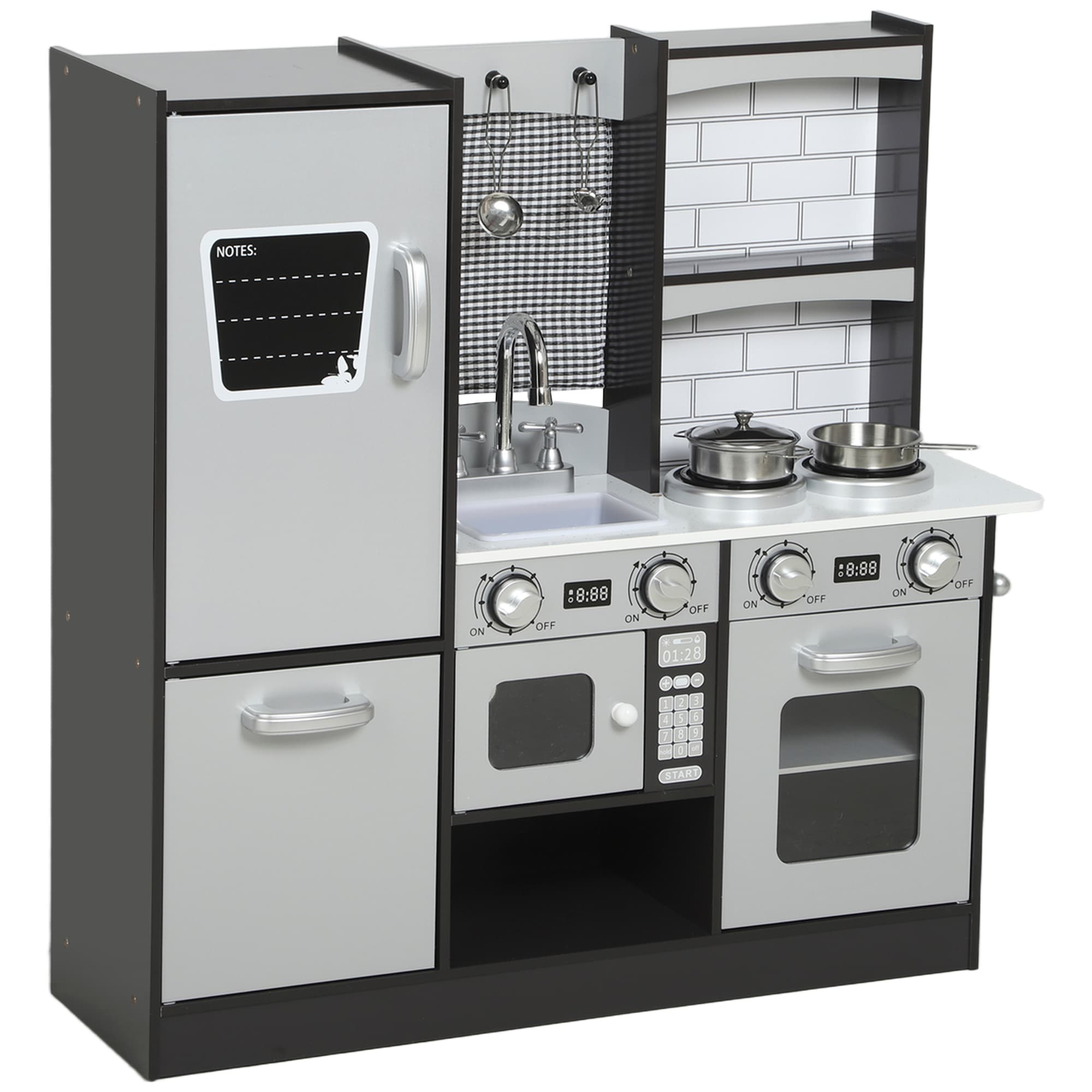 AIYAPLAY Cuisine Jouet pour Enfants 3-8 Ans en Bois avec Accessoires, Frigo, Évier et Boutons avec Sons, Marron