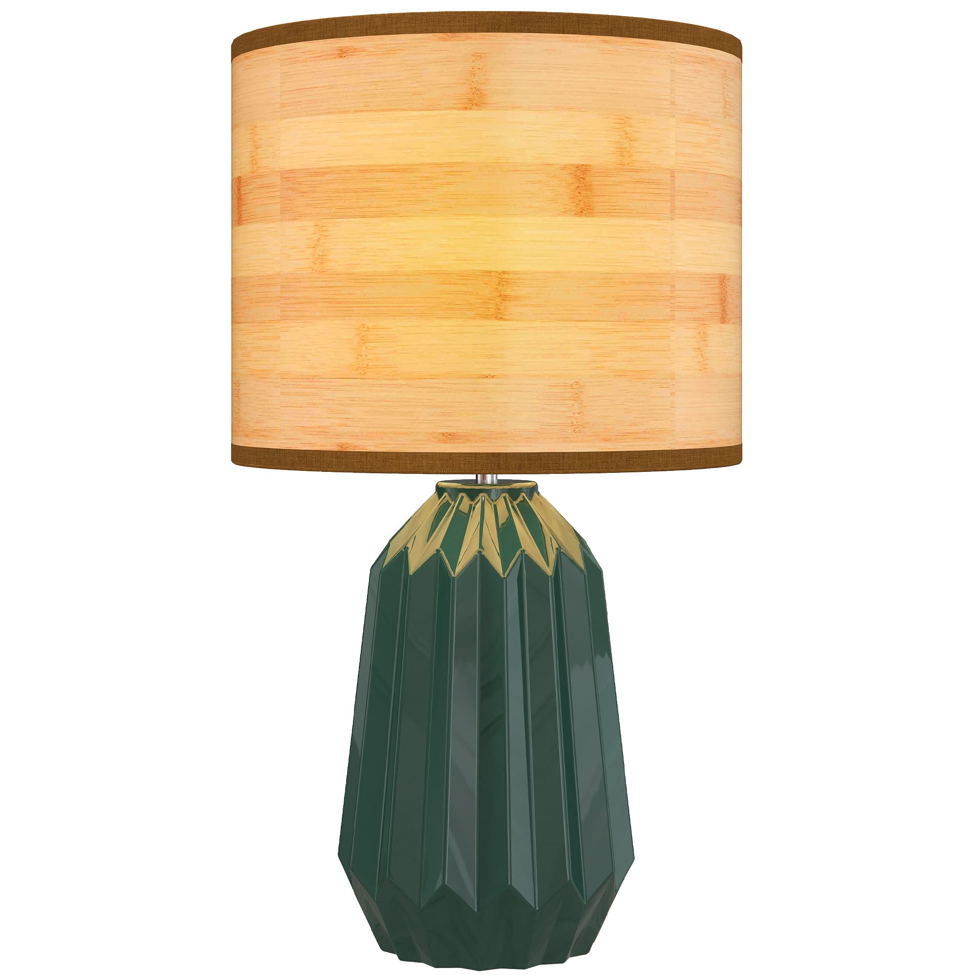 HOMCOM Lampe de Table avec Socle en Céramique et Abat-jour en Lin Style Rétro pour Chambre 40 W Vert et Bois Naturel