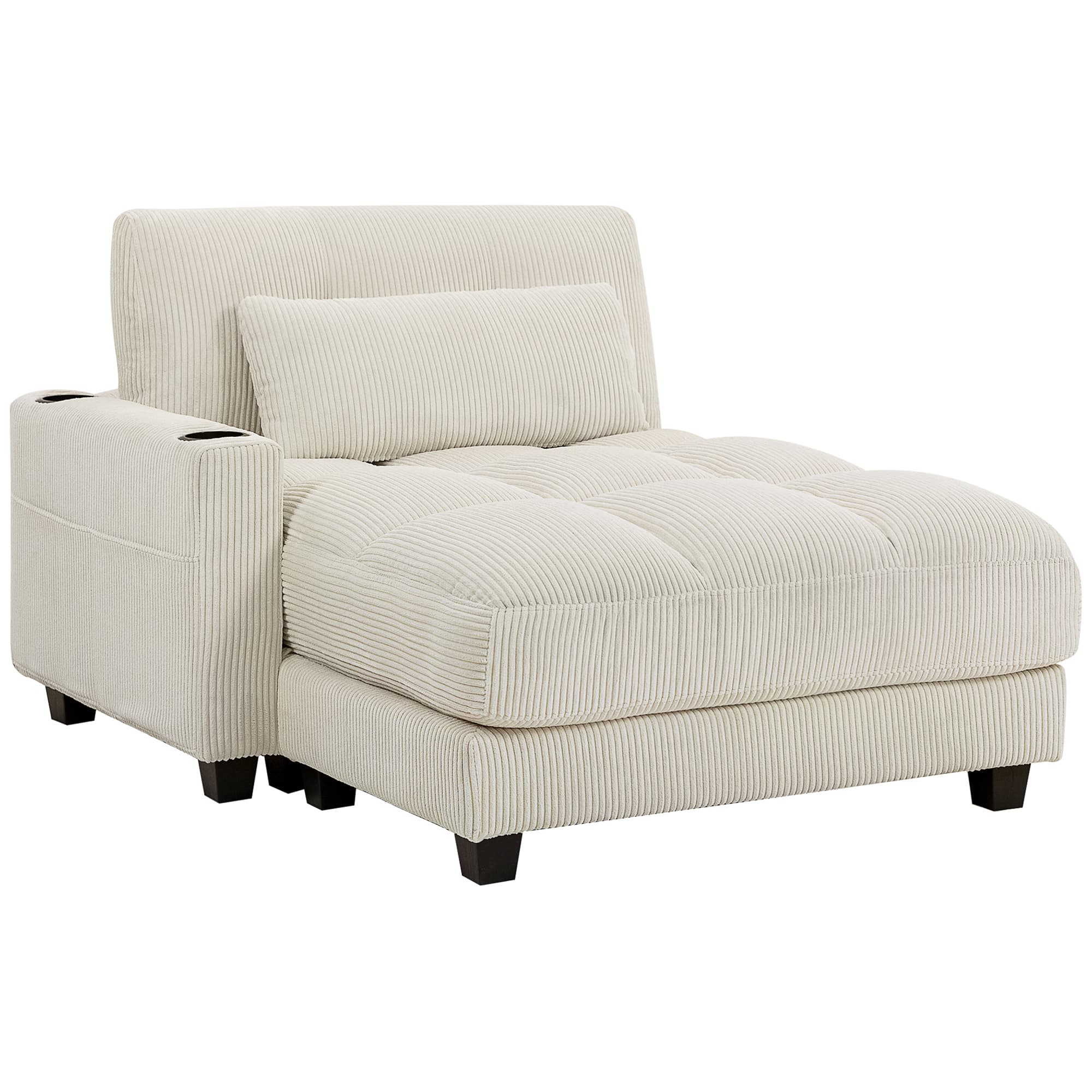 HOMCOM Canapé-lit avec coussin, mousse, convertible en lit, porte-gobelet, blanc crème