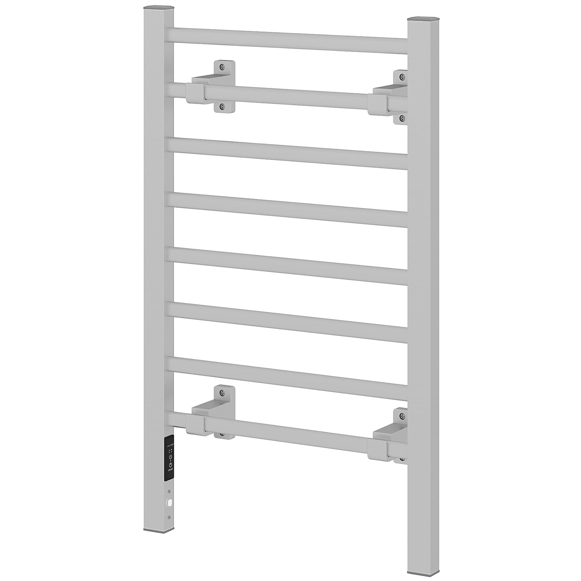 HOMCOM Sèche-serviettes électrique sur pied ou mural 150 W avec 8 barres et minuterie 2-4 heures, 53x35x90 cm, Argent
