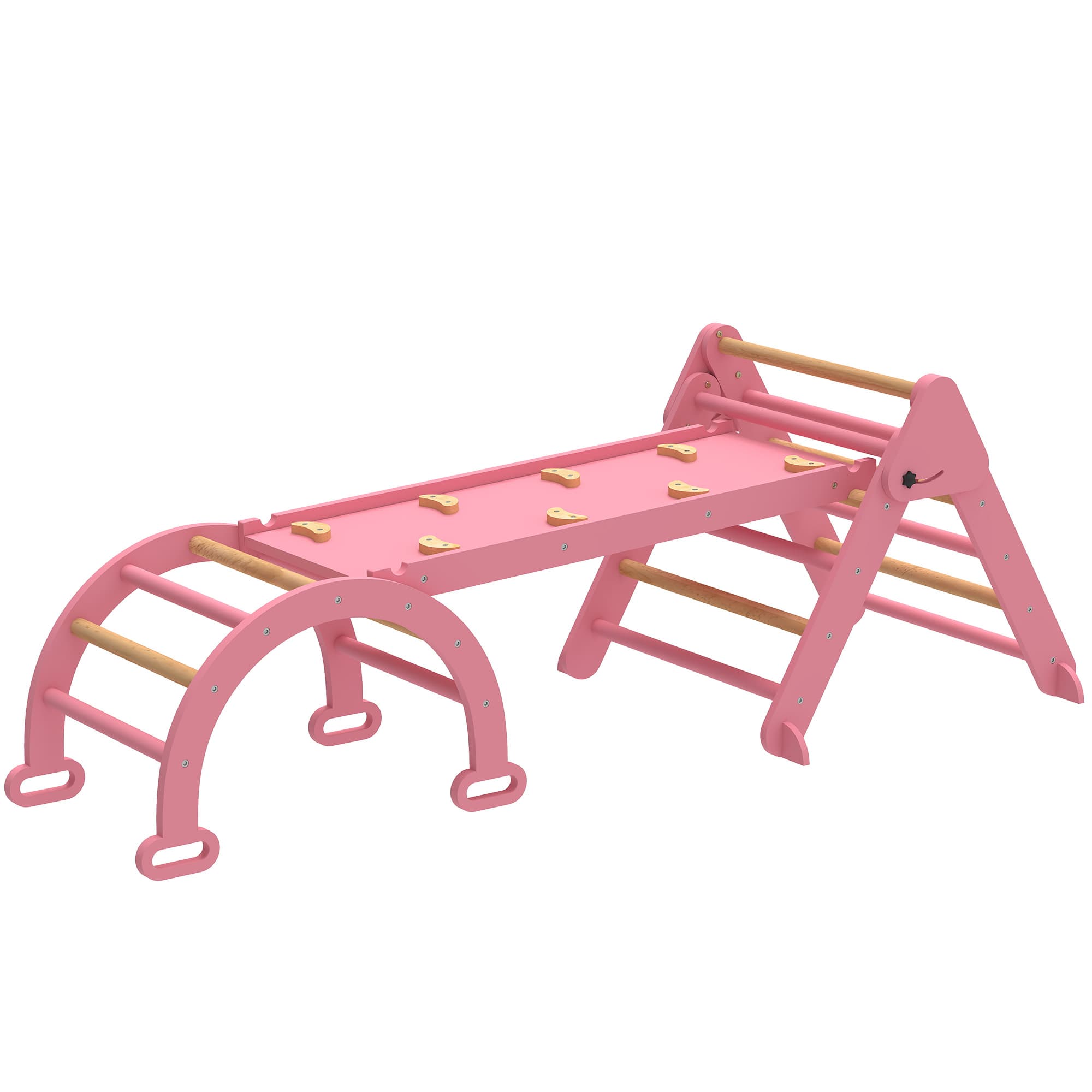 AIYAPLAY Structure d'escalade intérieure, triangle d'escalade pliable 7-en-1 avec toboggan, arc d'escalade
