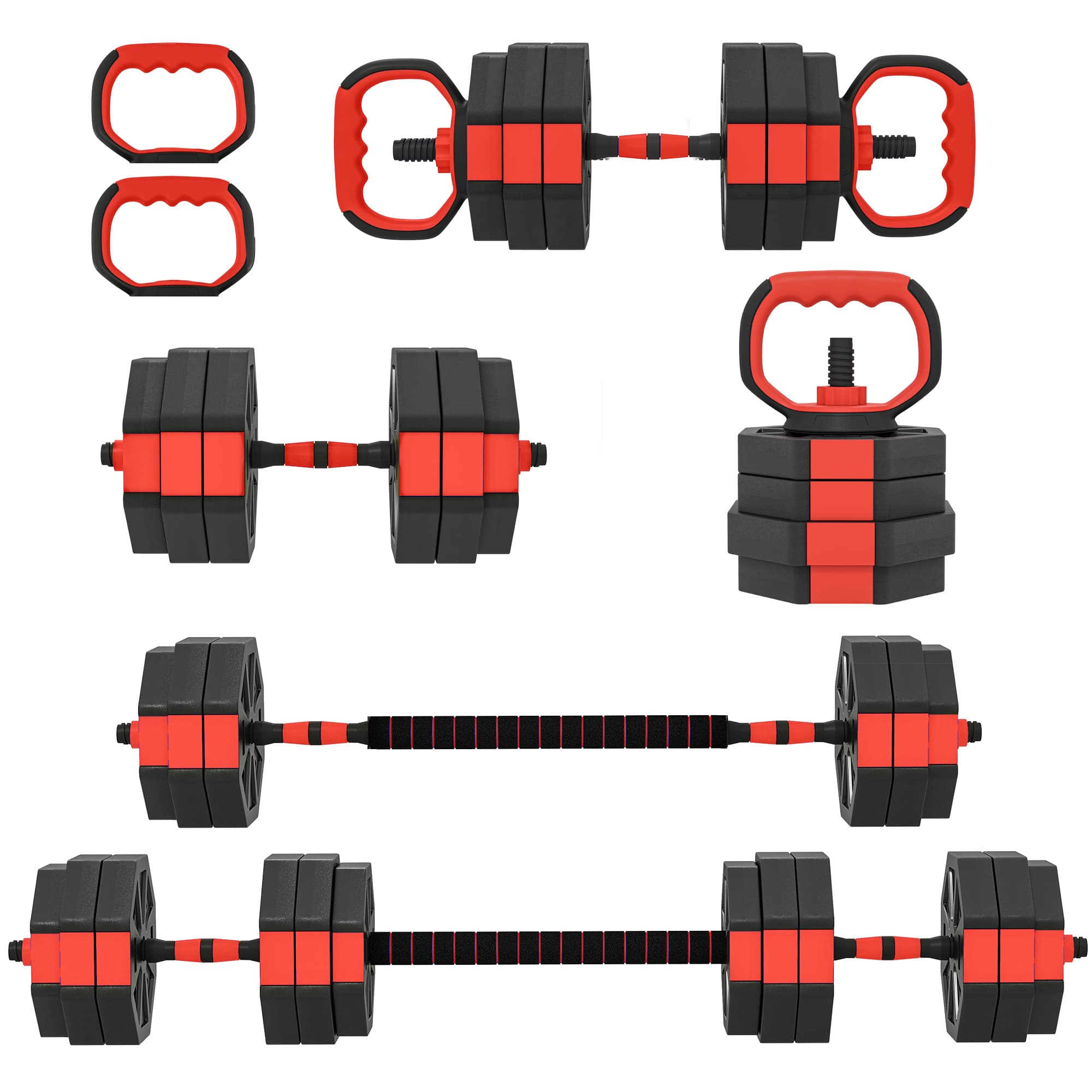 SPORTNOW Ensemble d'haltères 6-en-1 Haltères Barres réglables 25 KG pour musculation à domicile
