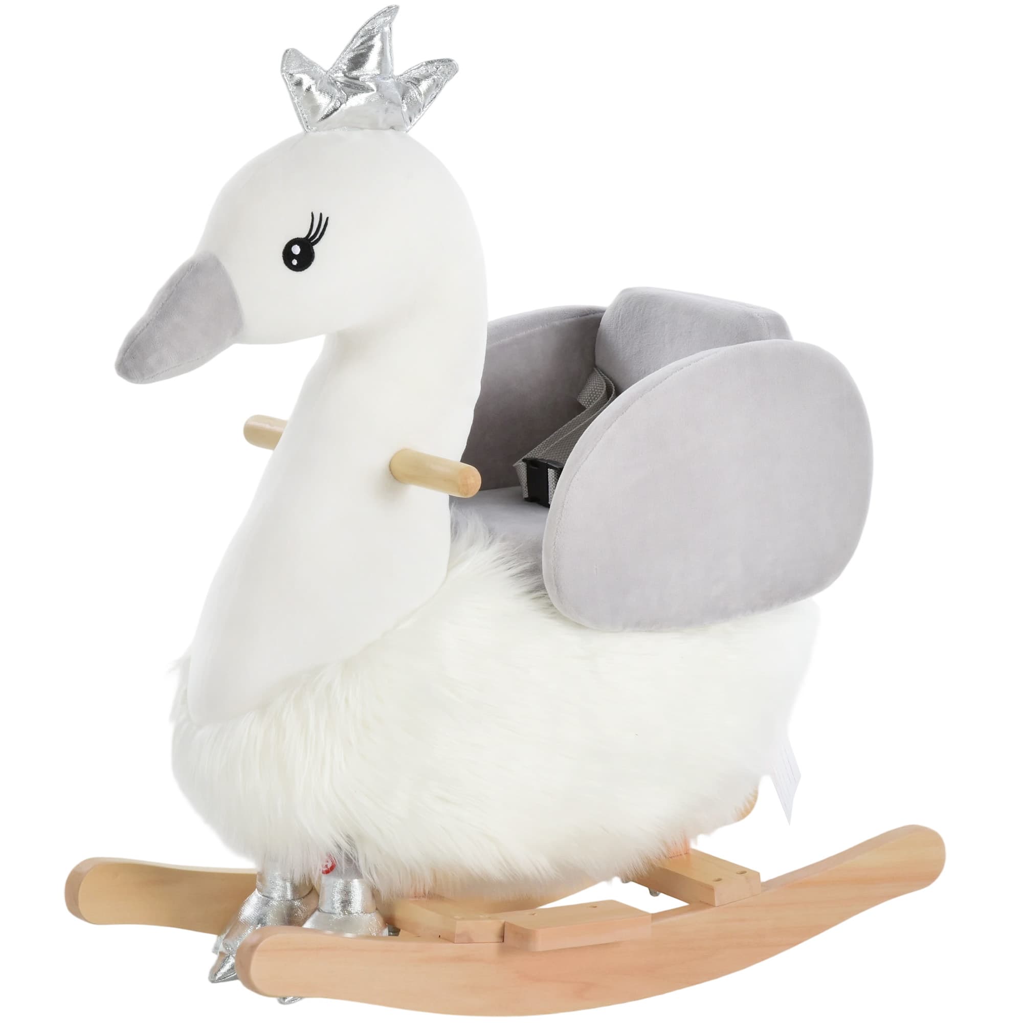 HOMCOM Cheval à Bascule pour Enfant (18 à 36 Mois) Cygne à Bascule Effet Sonore Ceinture de Sécurité 60 x 33 x 59 cm