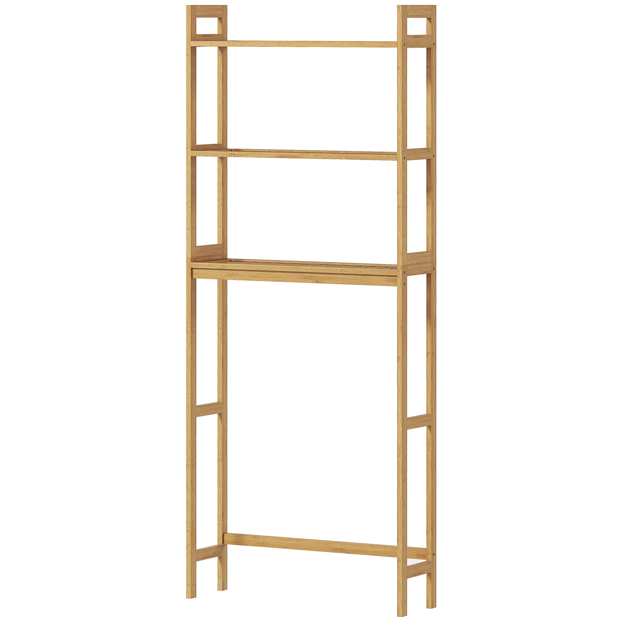 kleankin Étagère Dessus Toilette WC Bambou 3 Niveaux Écologique 68x20x165cm Naturel Aosom France