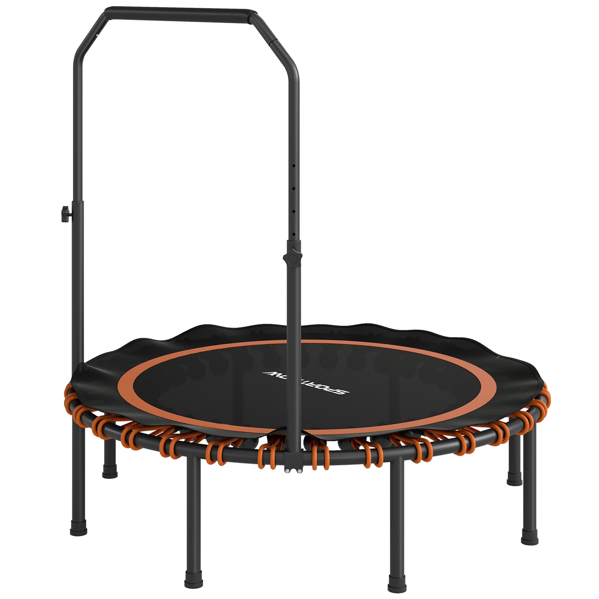 SPORTNOW Trampoline de fitness avec guidon réglable, trampoline de sport pour intérieur et extérieur, acier, plastique, orange