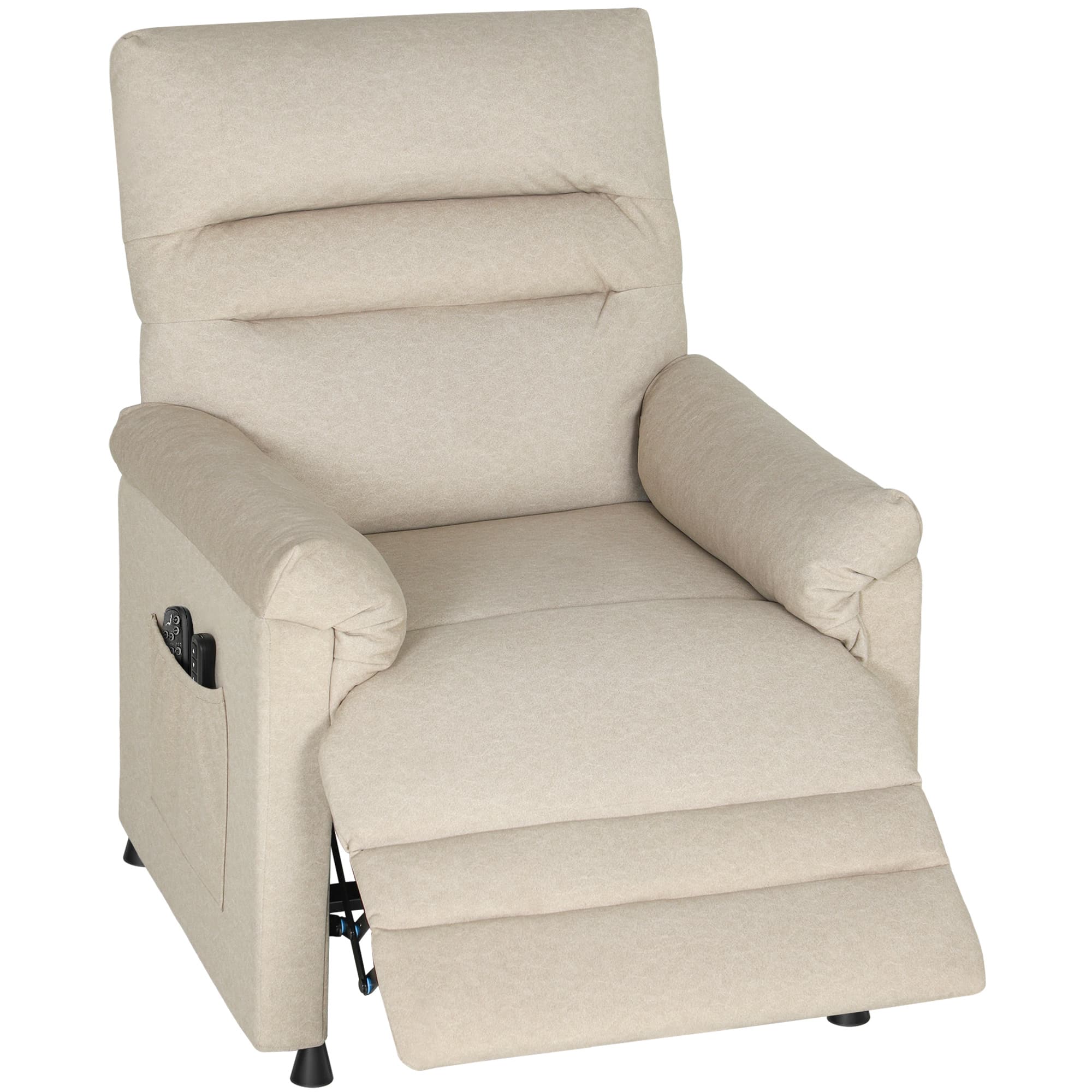 HOMCOM Fauteuil Inclinable avec Repose-pieds, Chauffage, 8 Points de Massage et 5 Modes, Tissu Velouté, Beige