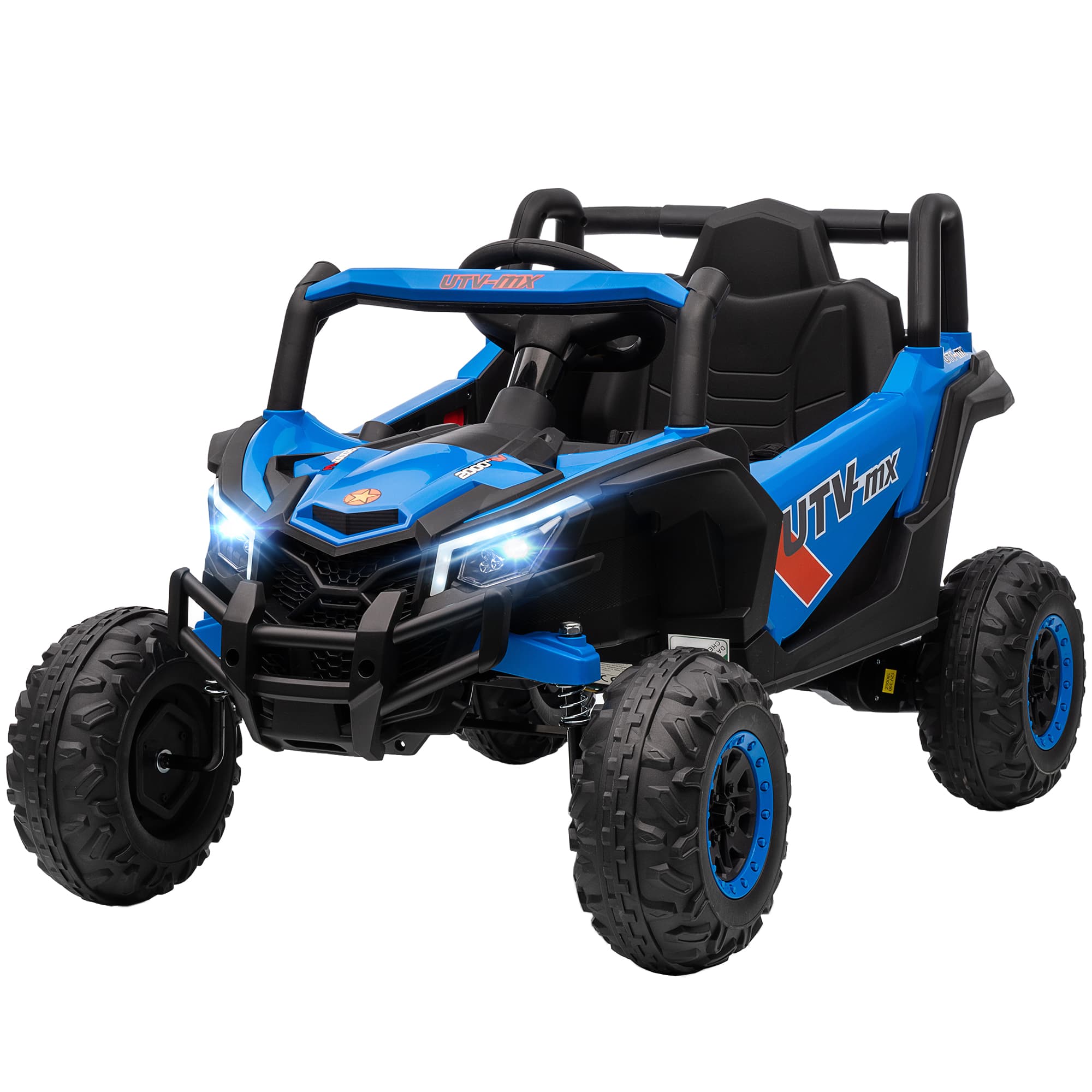 AIYAPLAY Voiture Électrique pour Enfants UTV 12V avec 2 Moteurs, Télécommande 2,4G, Vitesse jusqu'à 7 km/h, Système de Suspension, Bleu