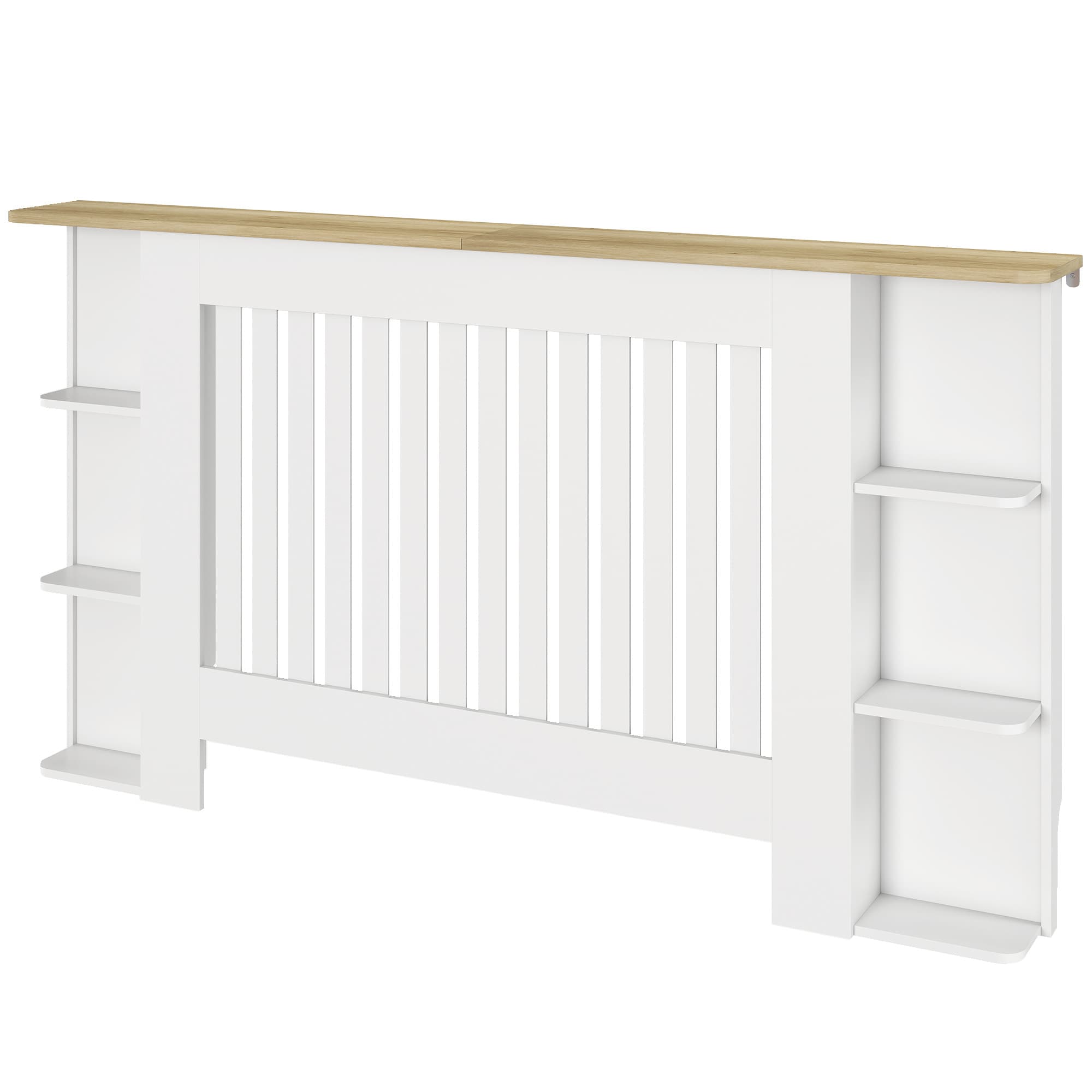 HOMCOM Cache-Radiateur avec Étagères Cache-Radiateur en MDF Design Moderne à Lames pour Salon Chambre 152x19x83 cm Blanc