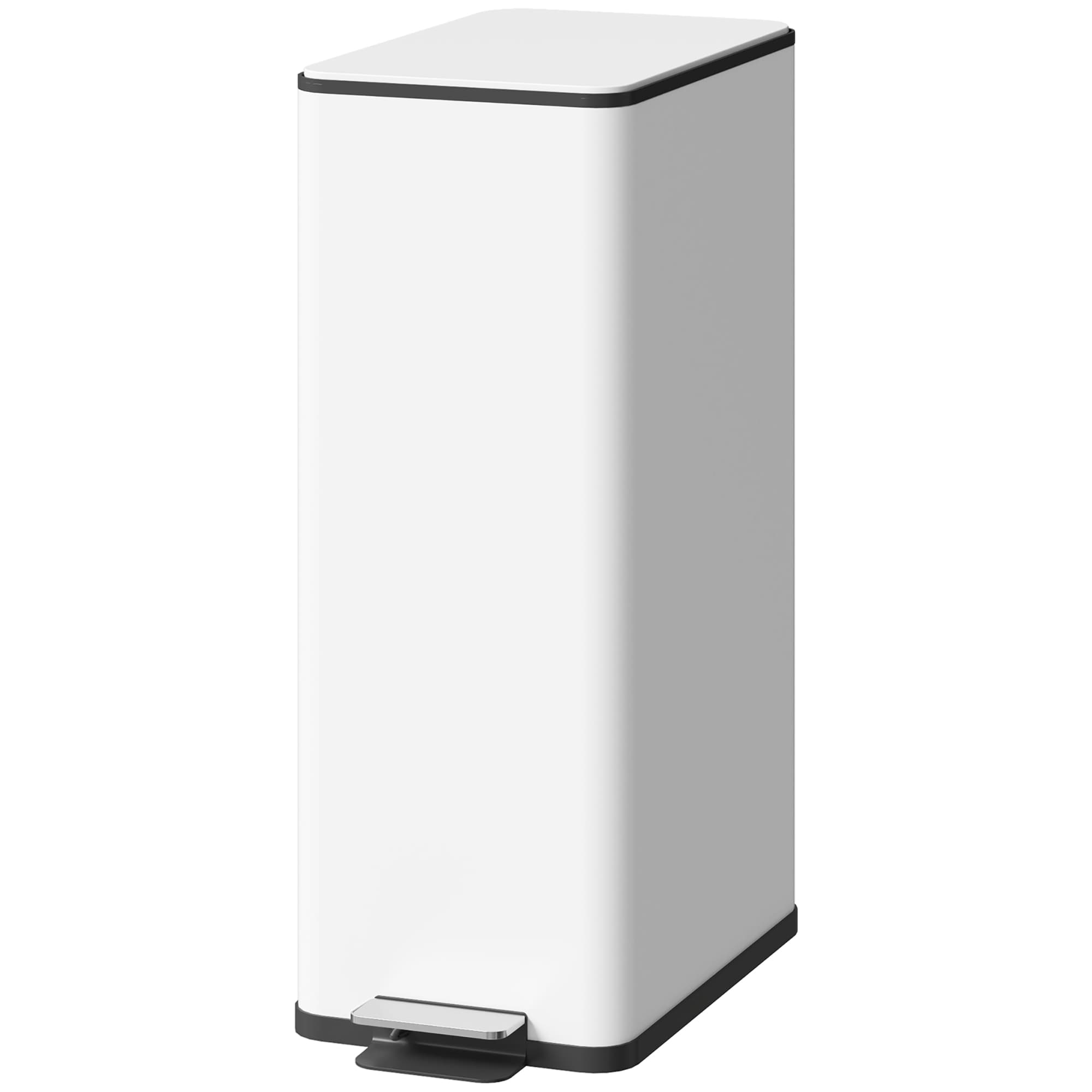 HOMCOM Poubelle 20L, couvercle à fermeture douce, compartiment désodorisant, anti-traces de doigts, inox, Blanc