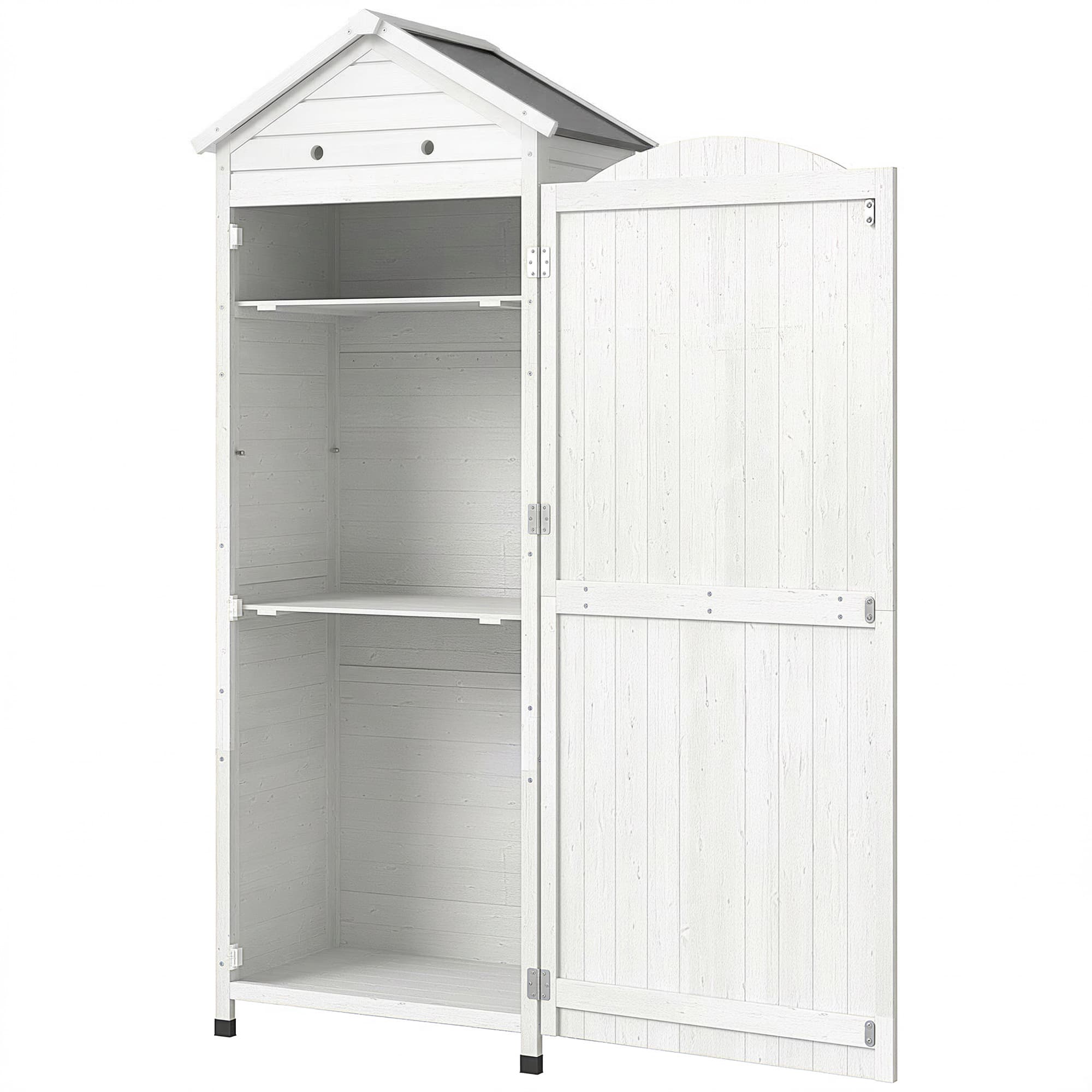 Outsunny Armoire de jardin en bois, abri très haut avec étagères réglables, porte magnétique, toit galvanisé, ventilation