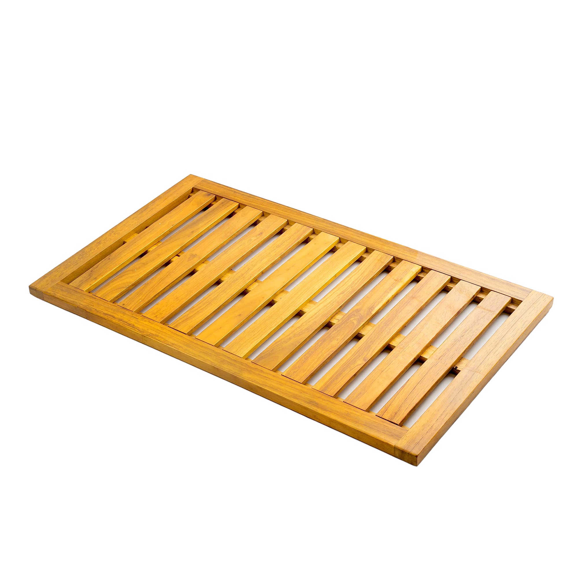 Outsunny Tapis de douche en bois d'acacia 91x51 cm Tapis antidérapant pour salle de bain, spa ou piscine naturel