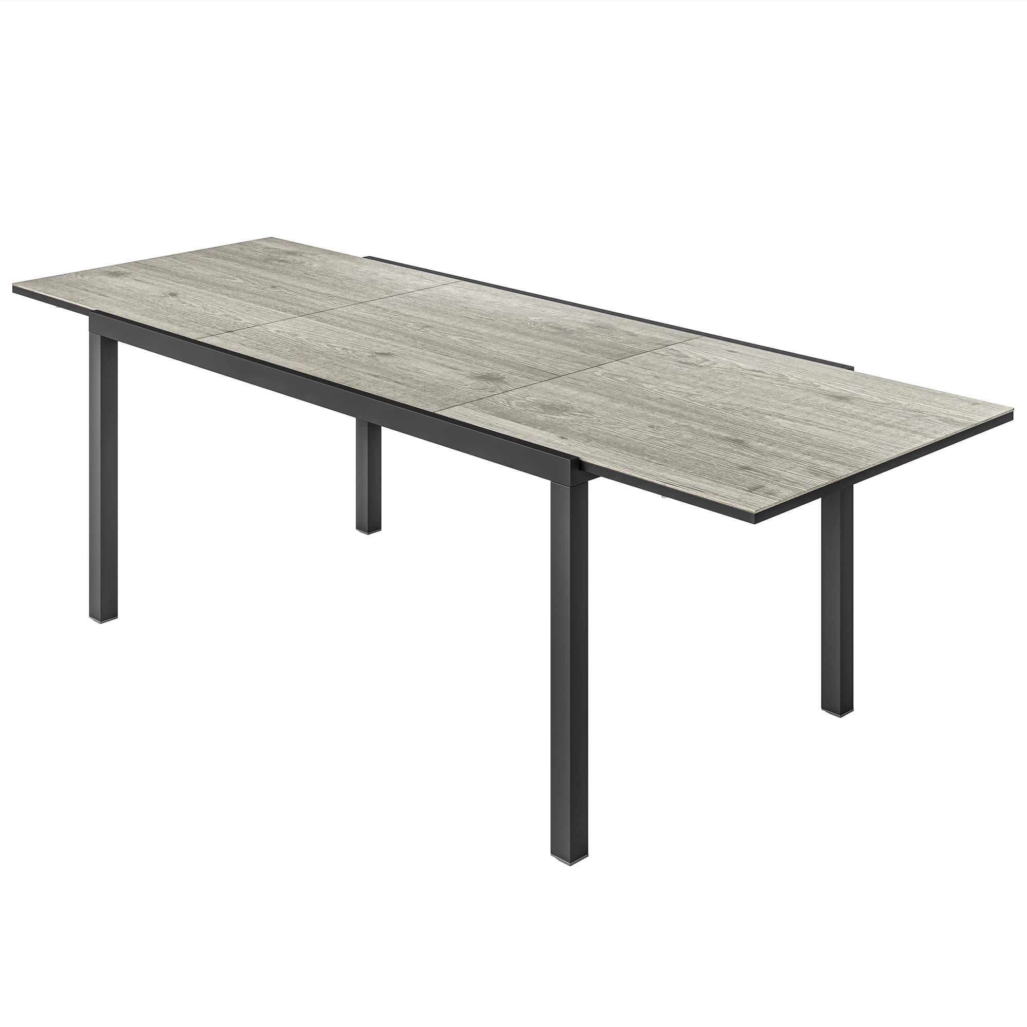 Outsunny Table de jardin extensible table d'extérieur 6 - 8 personnes bordure en aluminium et structure en acier 160/240 cm gris