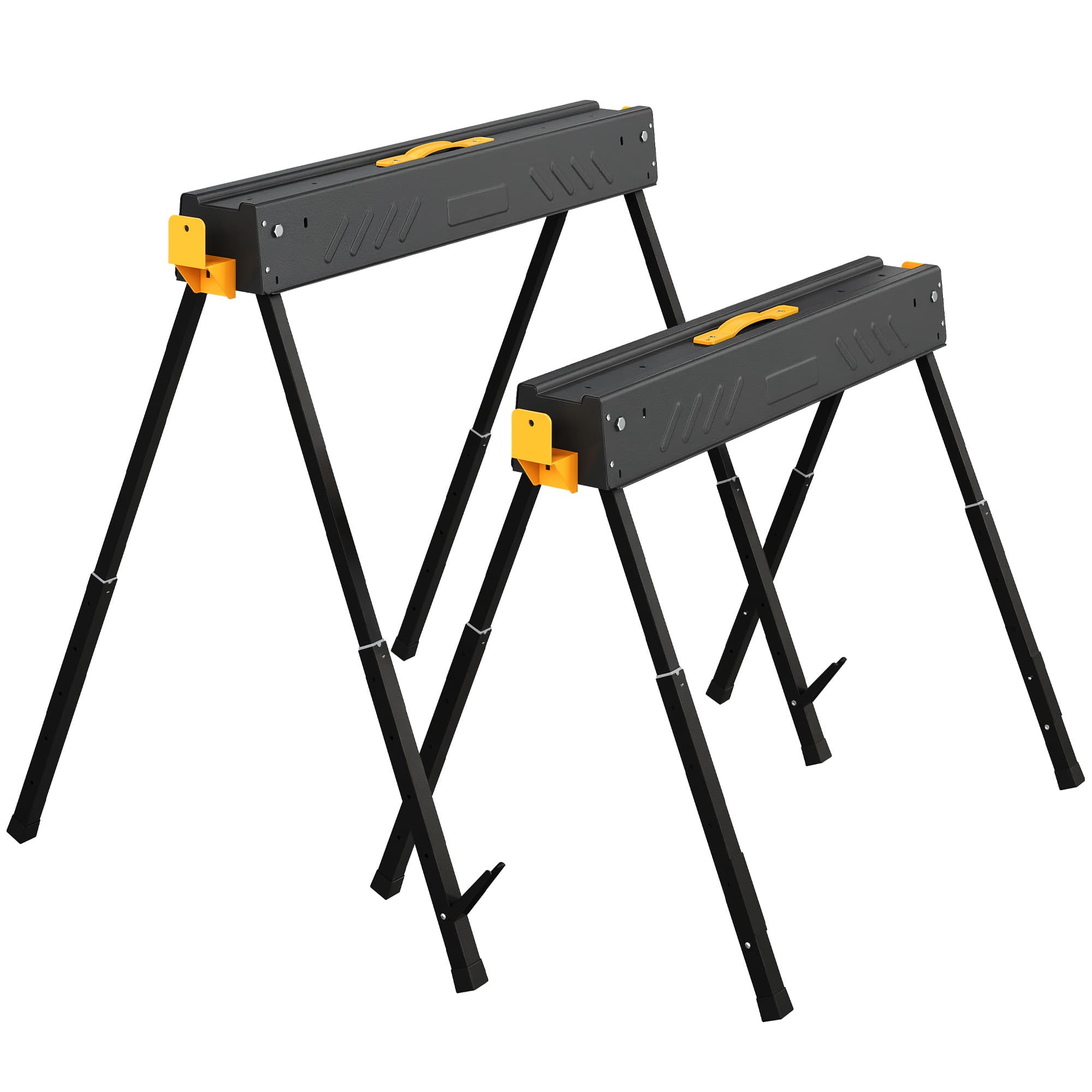 HOMCOM Set de 2 tréteaux pour scie pliants hauteur réglable pour bois 2x4 avec poignée crochets supporte jusqu'à 500 kg noir