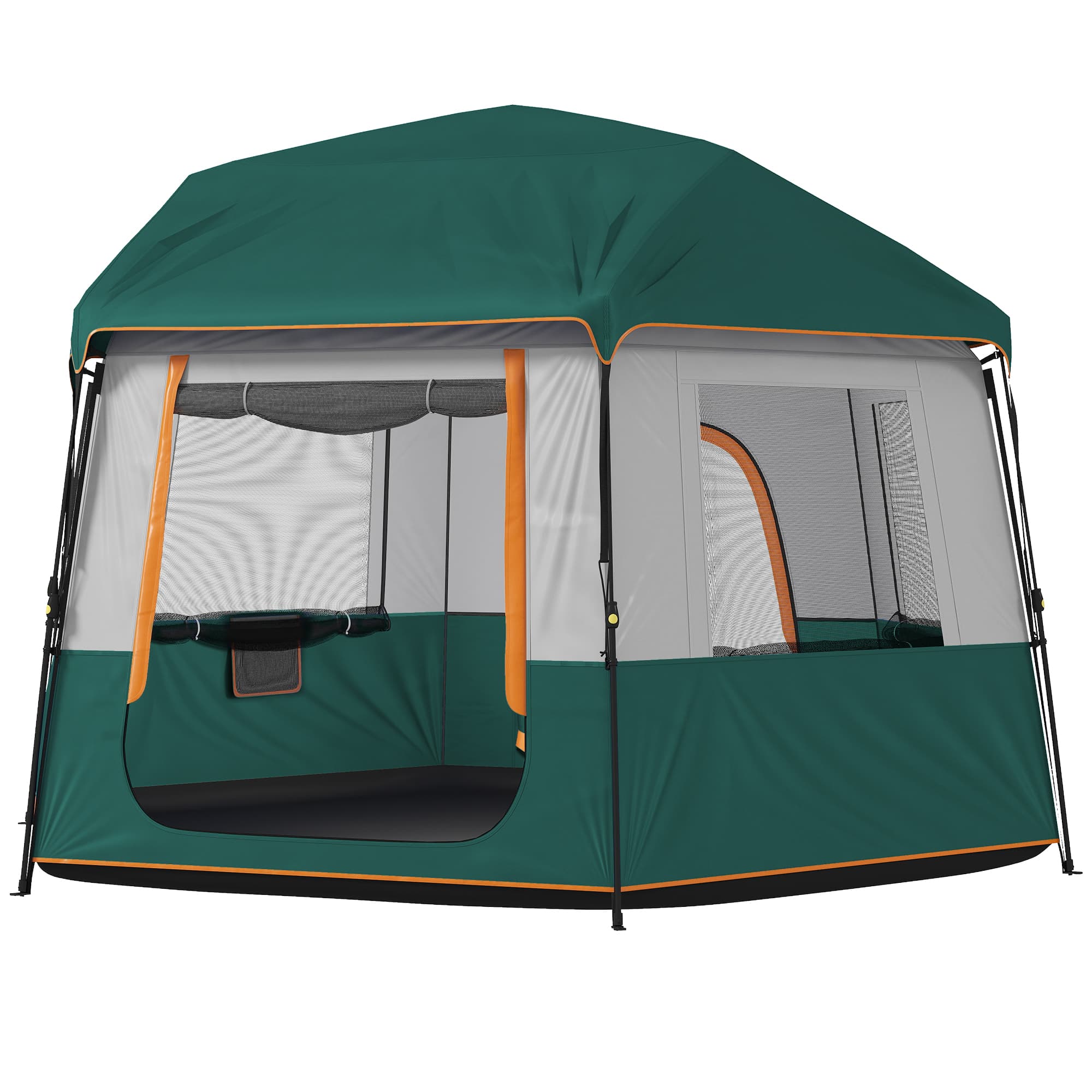 Outsunny Tente de camping pour 4-6 personnes stable 3000mm étanche Tente familiale avec toit supérieur amovible Protection UV30+ Vert