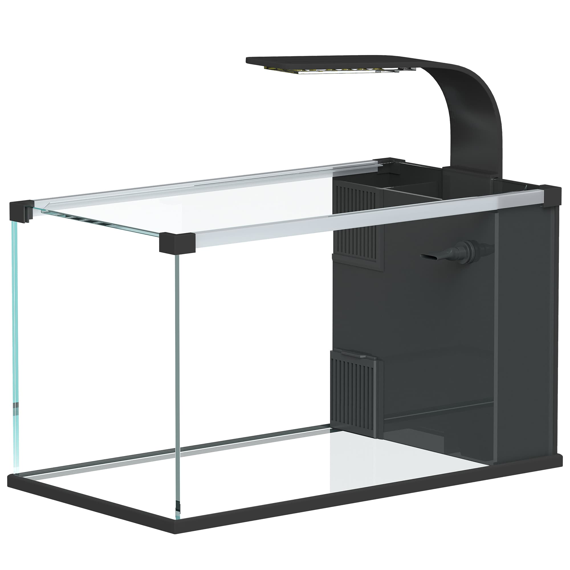 PawHut Aquarium, 24 L en verre trempé avec filtre, lumière LED et pompe à eau