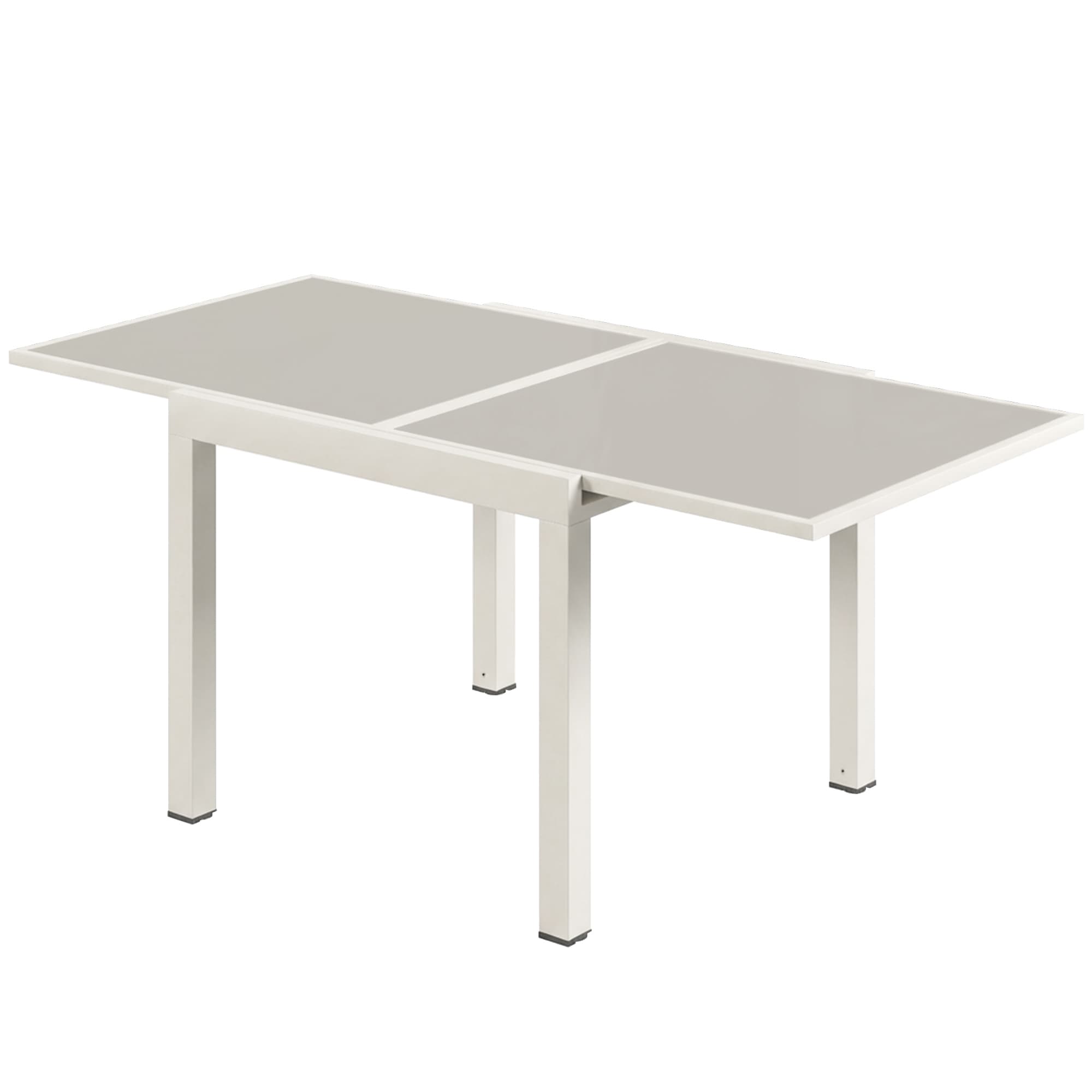 Outsunny Table extensible en aluminium pour extérieur, plateau en verre trempé, Crème.