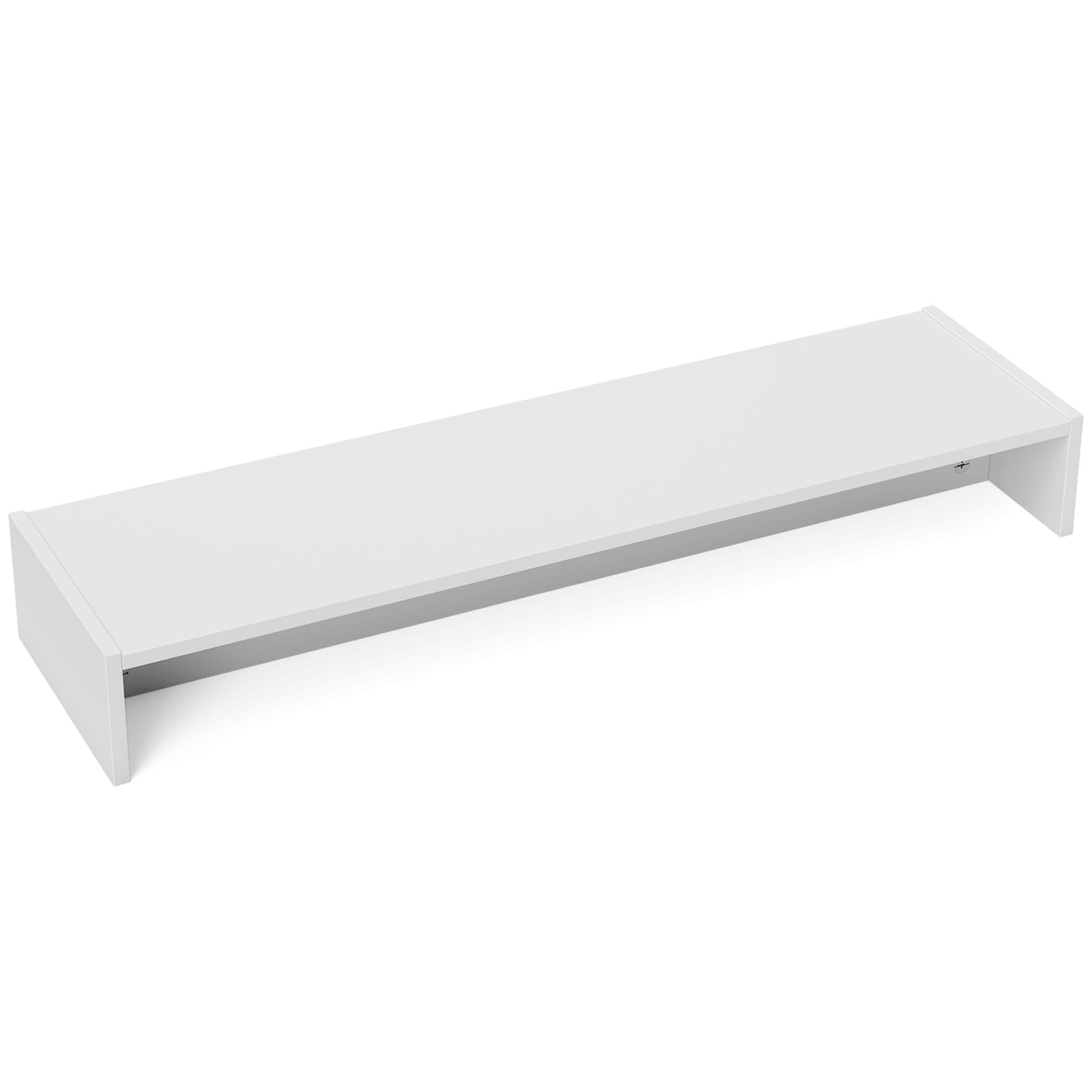 HOMCOM Rehausseur écran PC bureau support d'écran d'ordinateur de 100 cm support moniteur avec deux compartiments, blanc