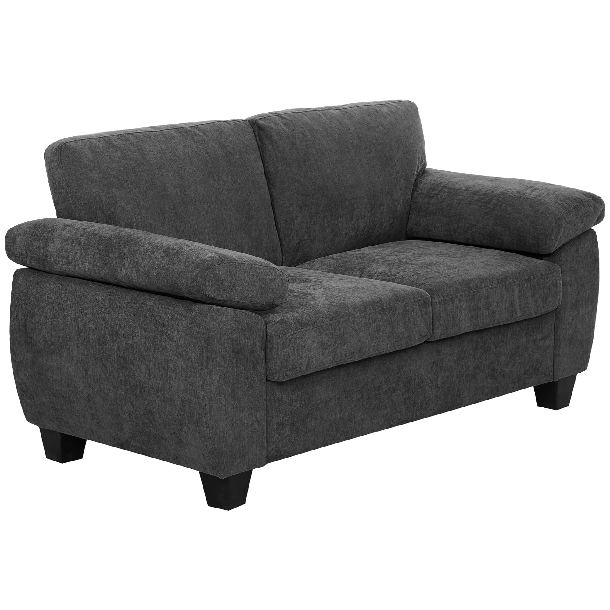 HOMCOM Canapé 2 places, 156 cm en chenille avec rembourrages à ressorts épais, larges accoudoirs rembourrés, capacité 300 kg, gris foncé