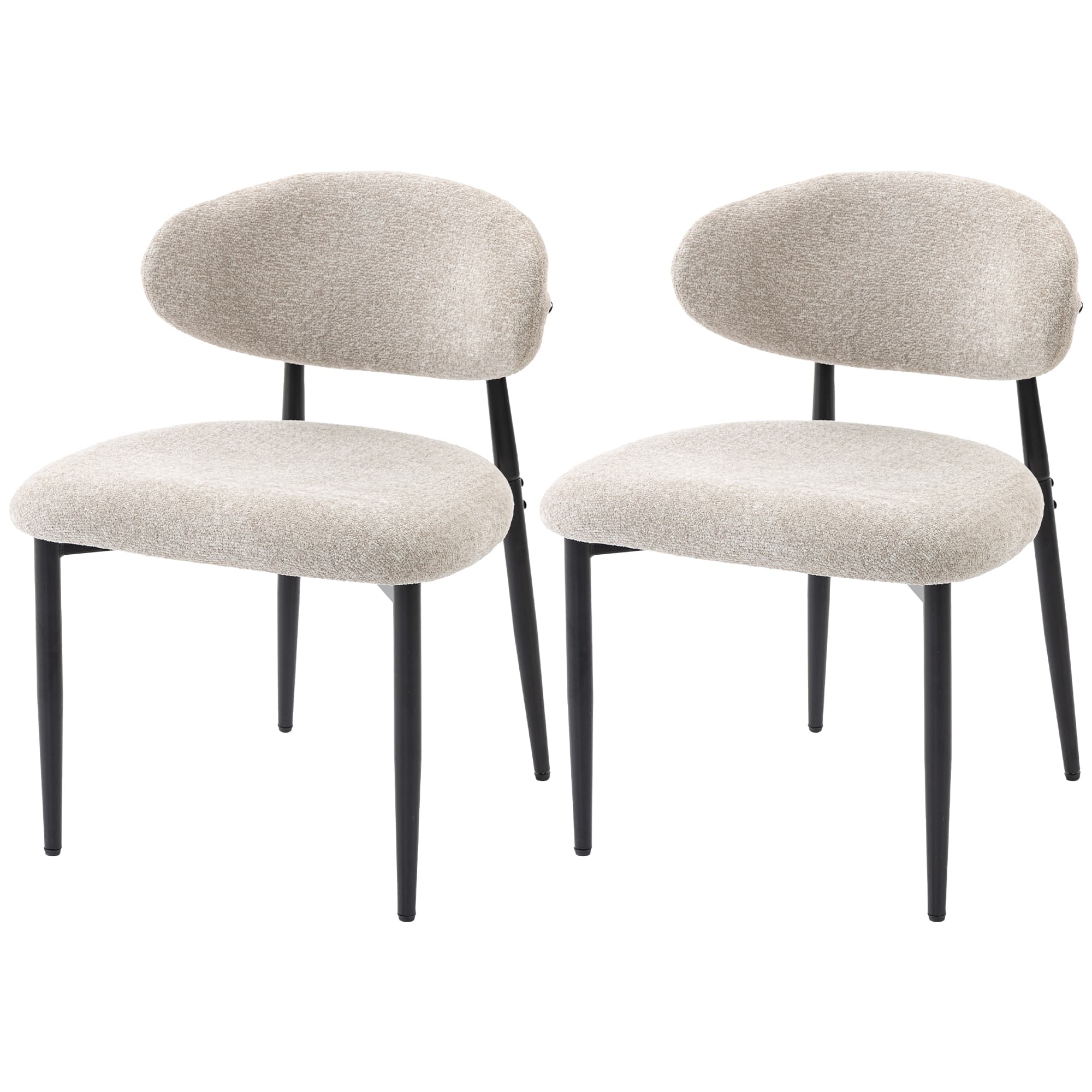 HOMCOM Chaises de salle à manger rembourrées chaises de cuisine à pieds en acier beige