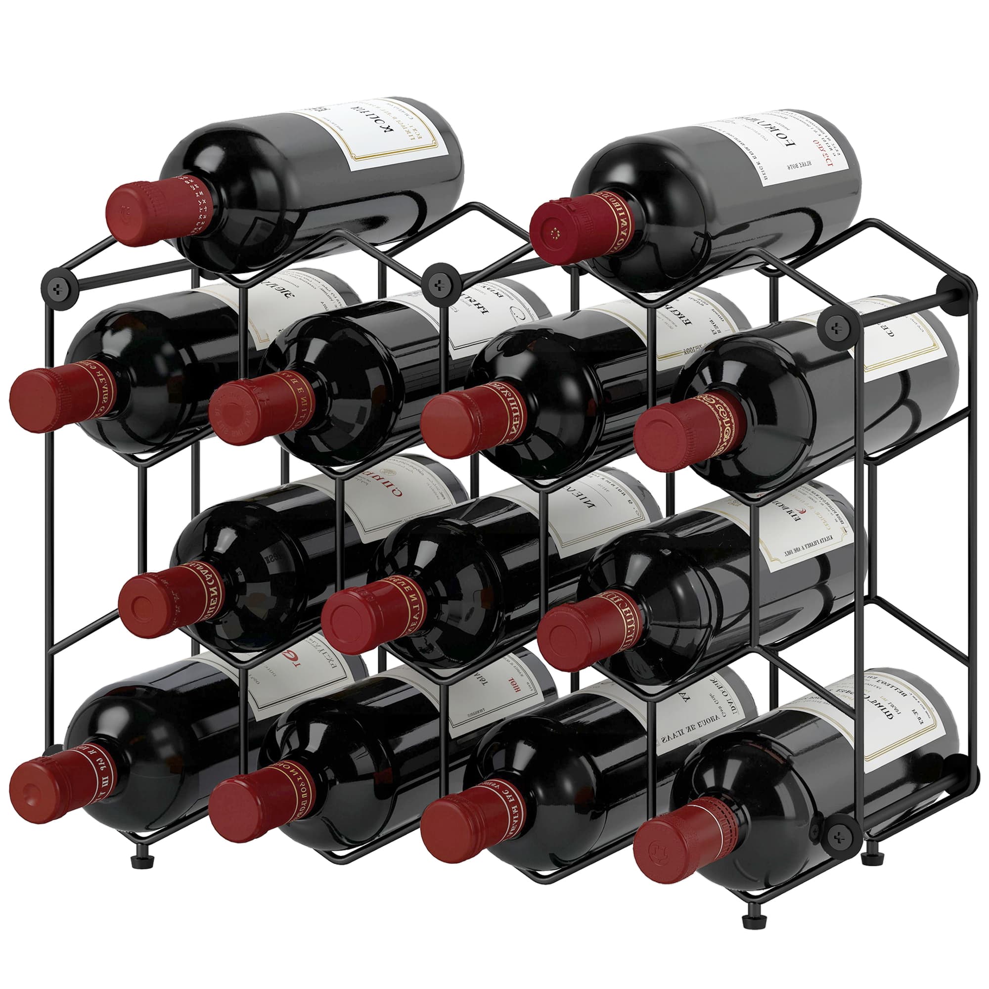 HOMCOM Porte-bouteilles Design Géométrique en Nid d'Abeille, Noir