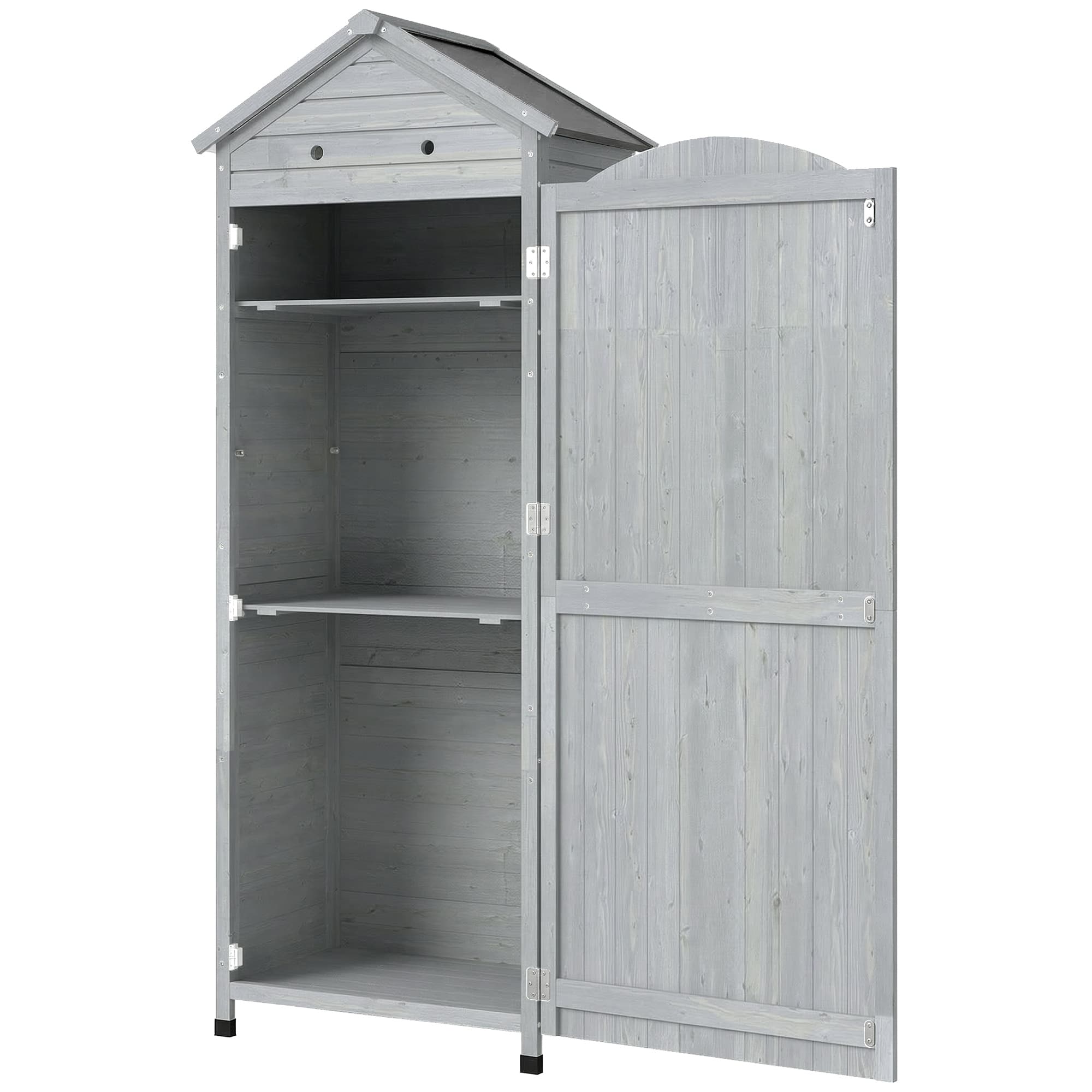 Outsunny Armoire de jardin en bois - Abri à outils extra haut avec étagère réglable, porte magnétique, toit galvanisé, ventilation