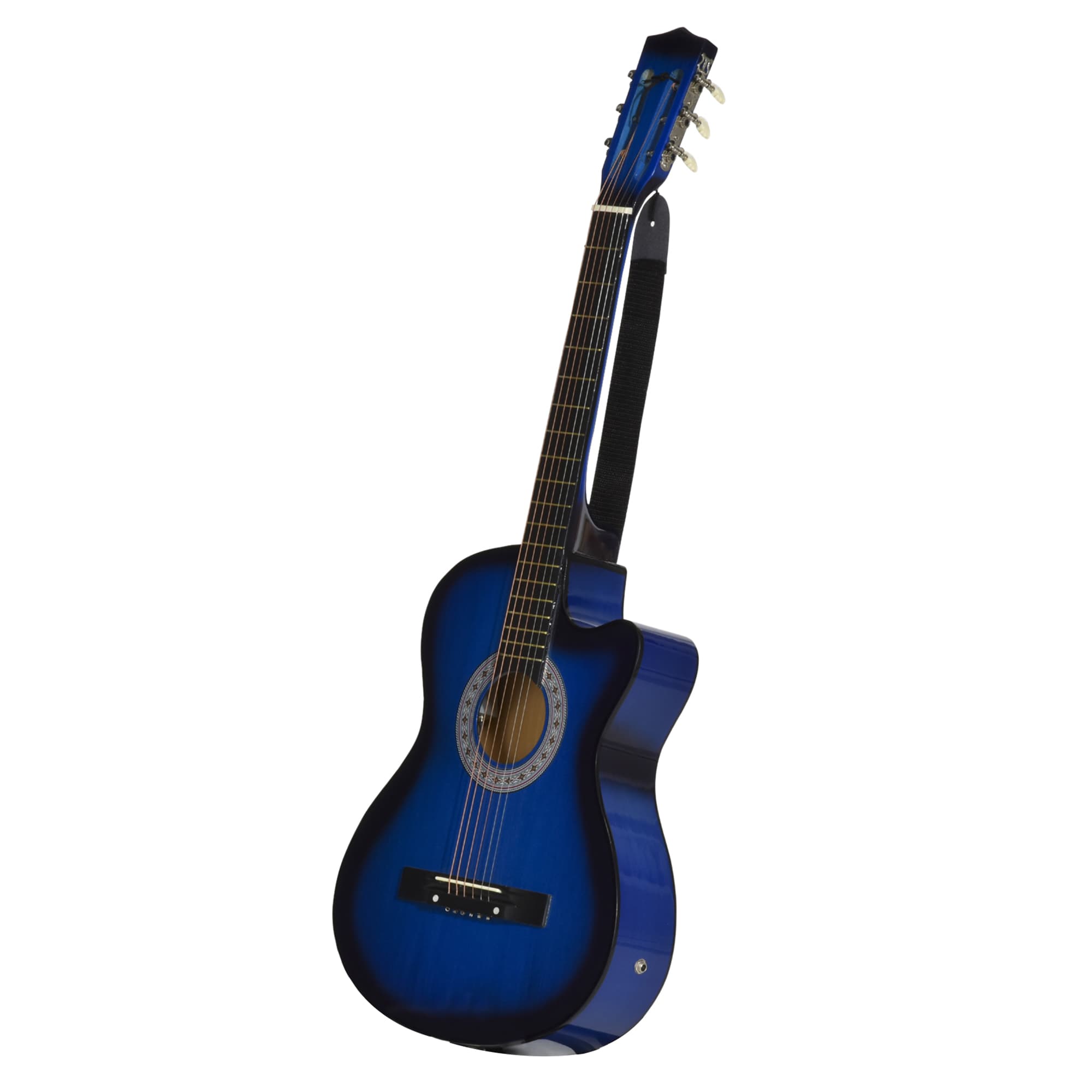 HOMCOM Pack guitare électrique kit guitare électrique avec sac, sangle, corde, médiators, câble, 96,5x35,8x8,5cm, bleu et noir