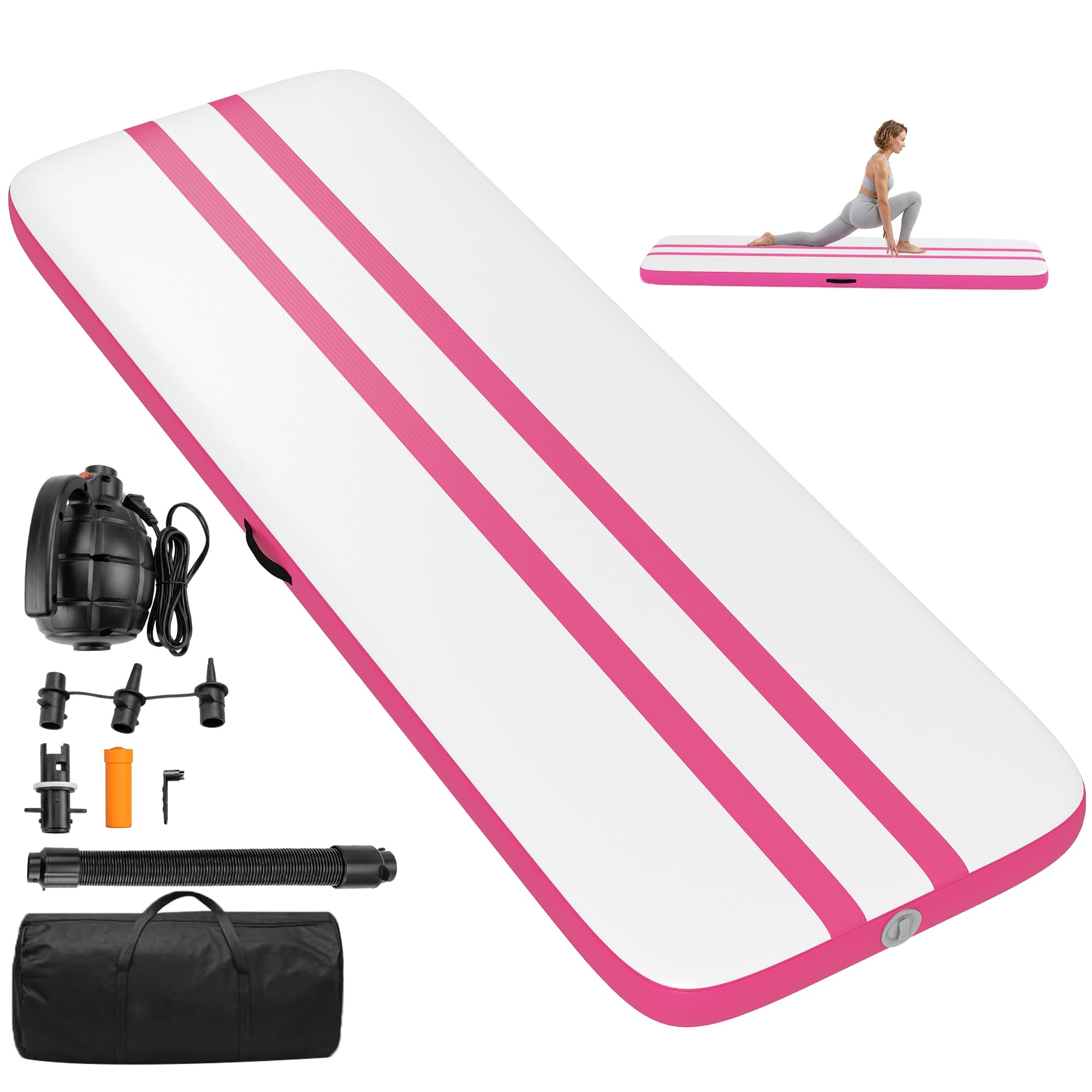 SPORTNOW Tapis Gonflable de Gymnastique, 3,05 m avec Pompe Électrique et Sac