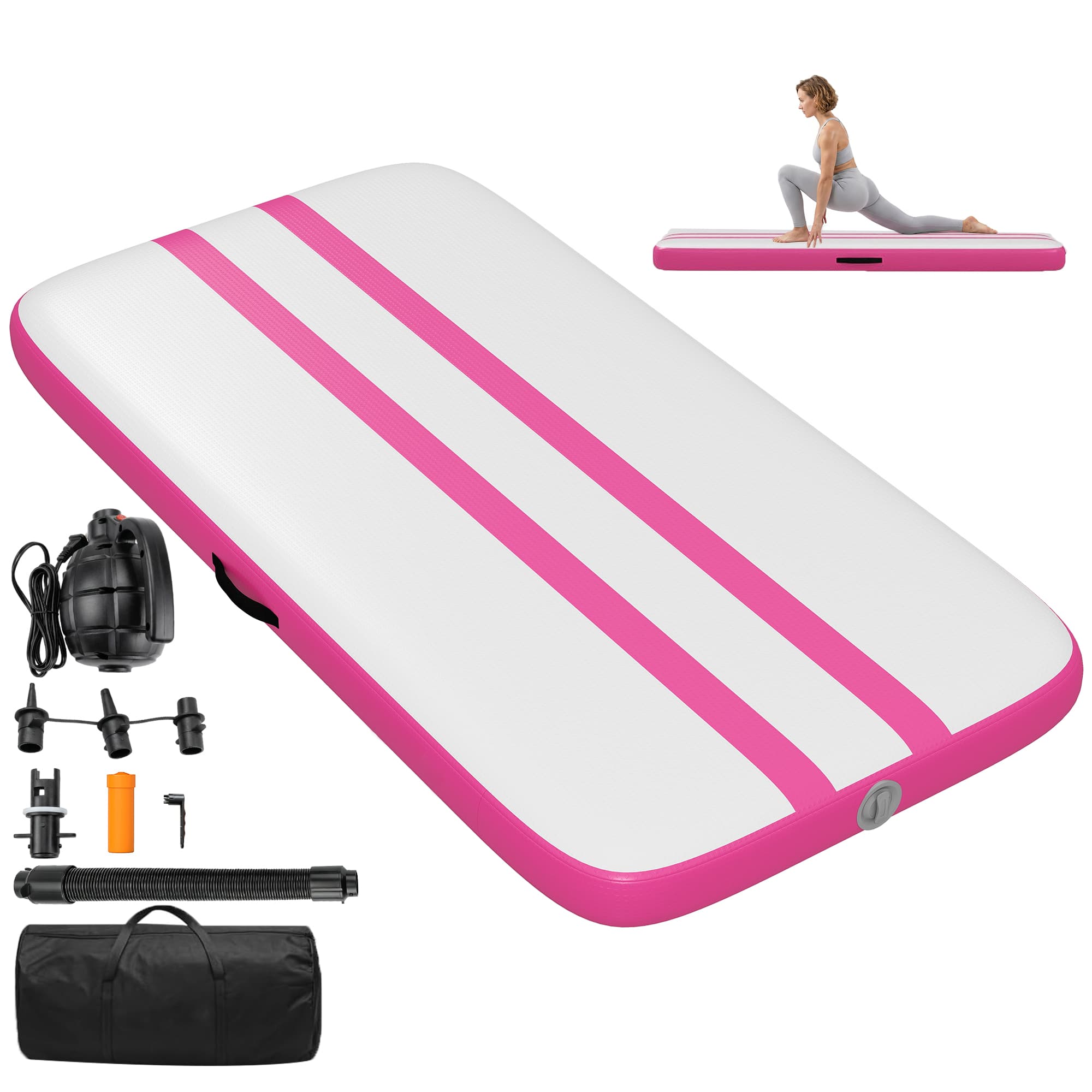SPORTNOW Tapis gonflable de gymnastique 2,05 m avec pompe électrique et sac de transport