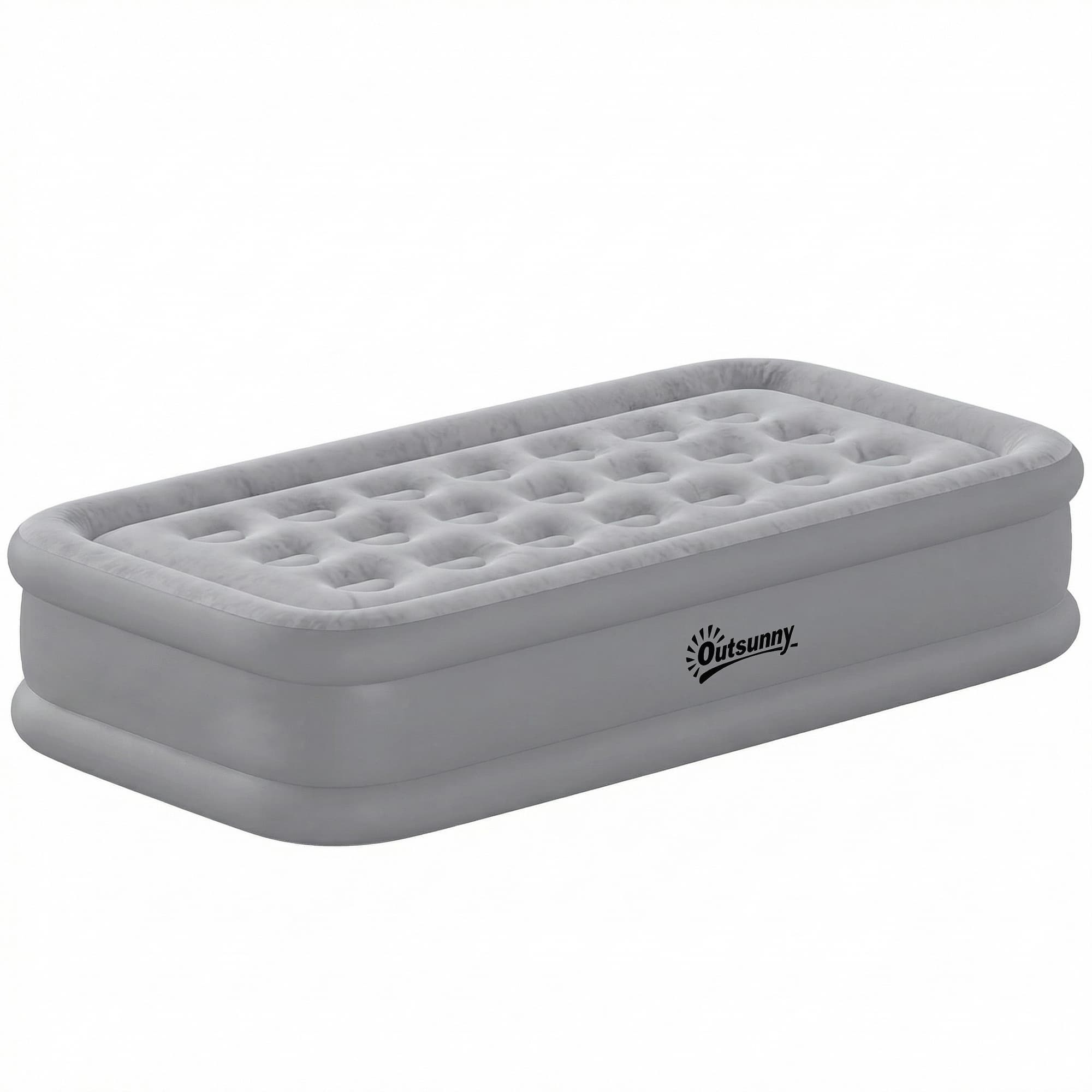 Outsunny Matelas gonflable 1 personne Auto-gonflant Lit d'appoint avec pompe électrique intégrée en 3 minutes Surface veloutée