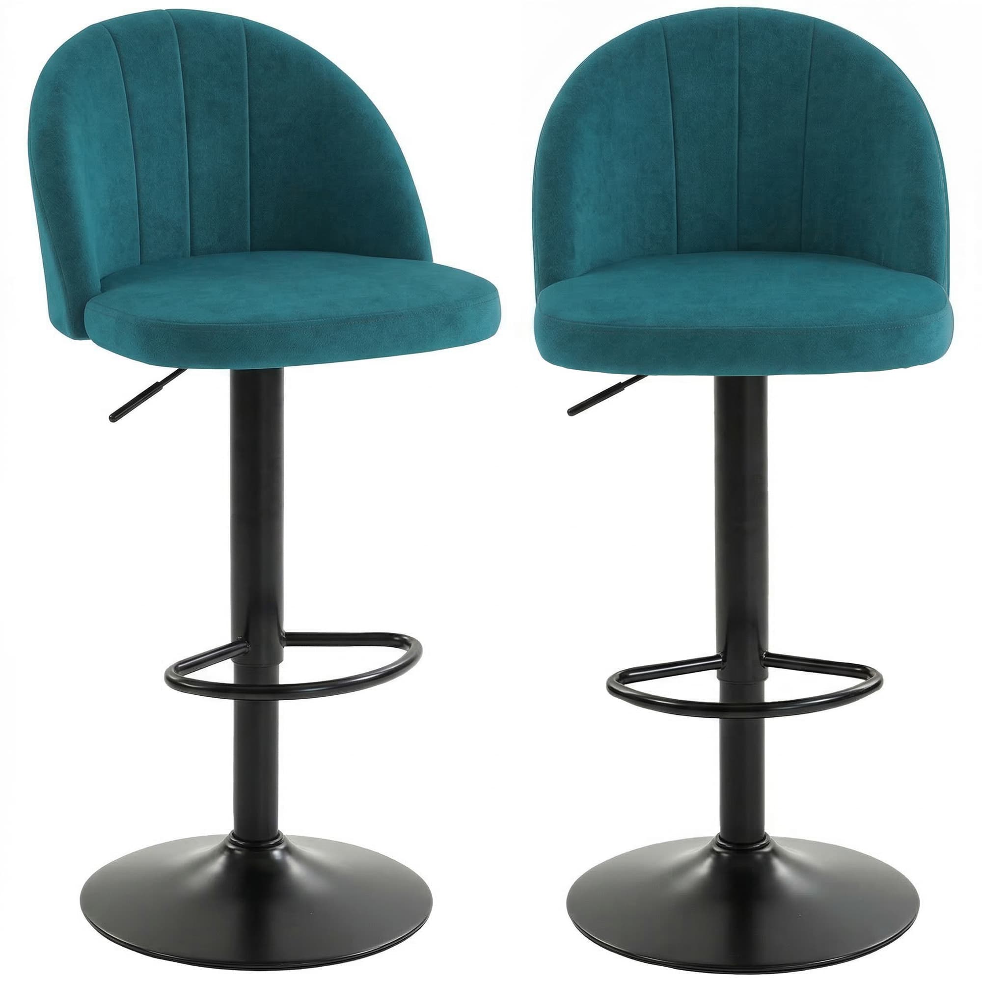 HOMCOM Lot de 2 Tabourets de Bar, Tabourets Modernes Pivotants avec Repose-pieds, Bleu