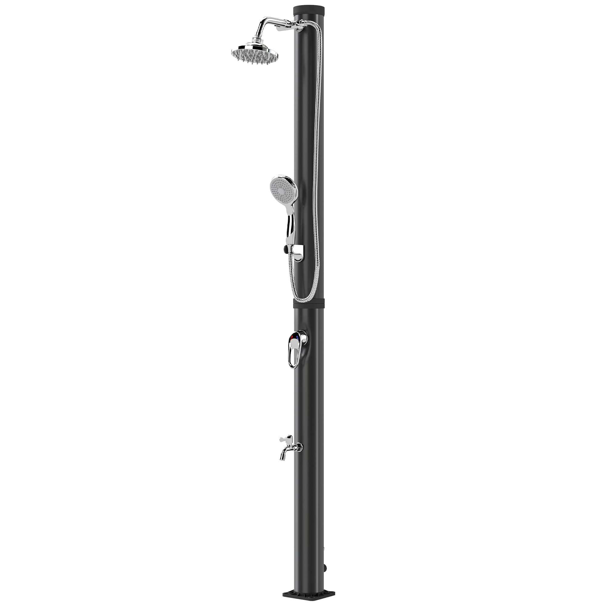 Outsunny Douche Solaire 20L, Protection Antigel Brevetée, Douche de Jardin Noire