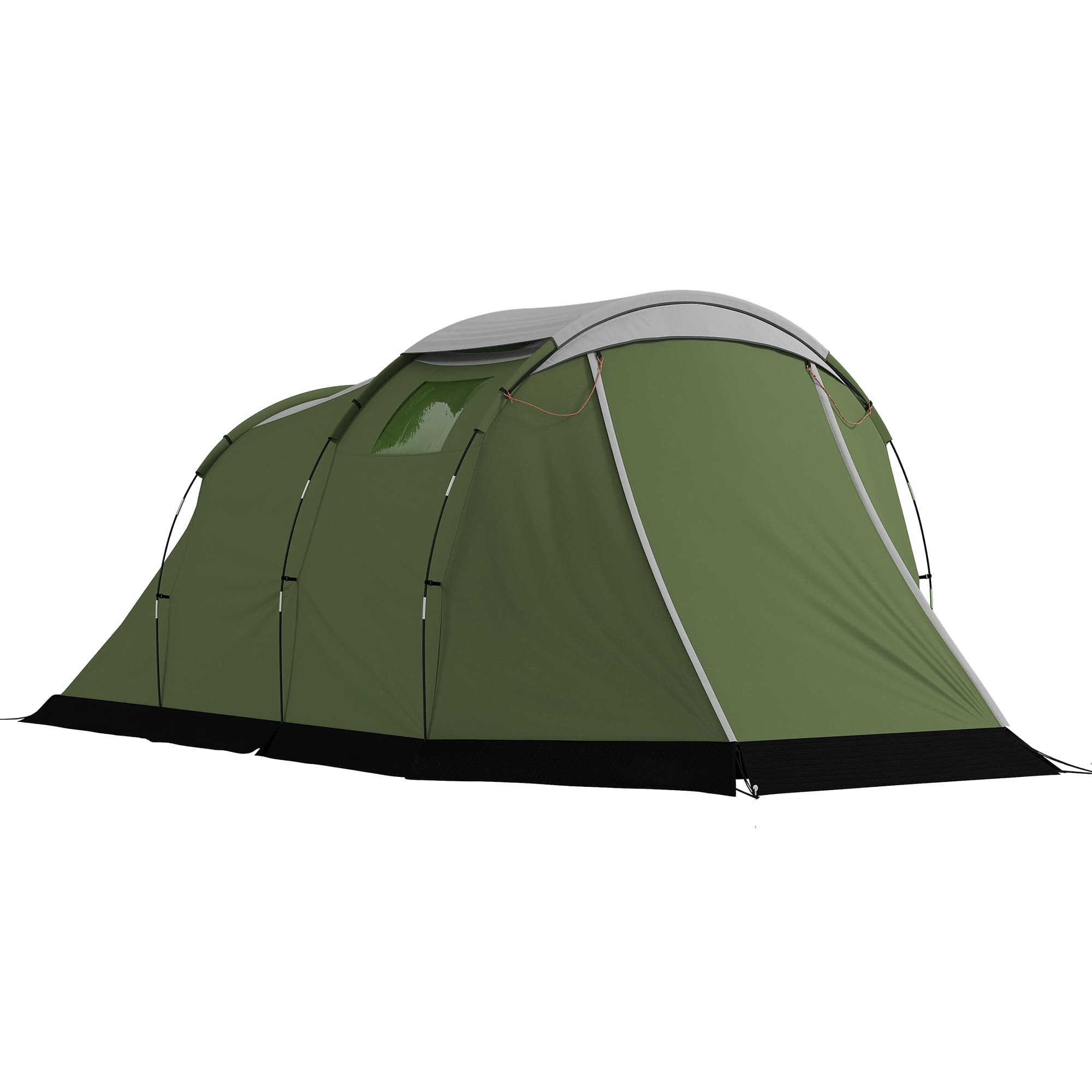 Outsunny Tente de camping 3-4 personnes stable 3000 mm imperméable Tente familiale avec chambre, auvent, séjour Vert