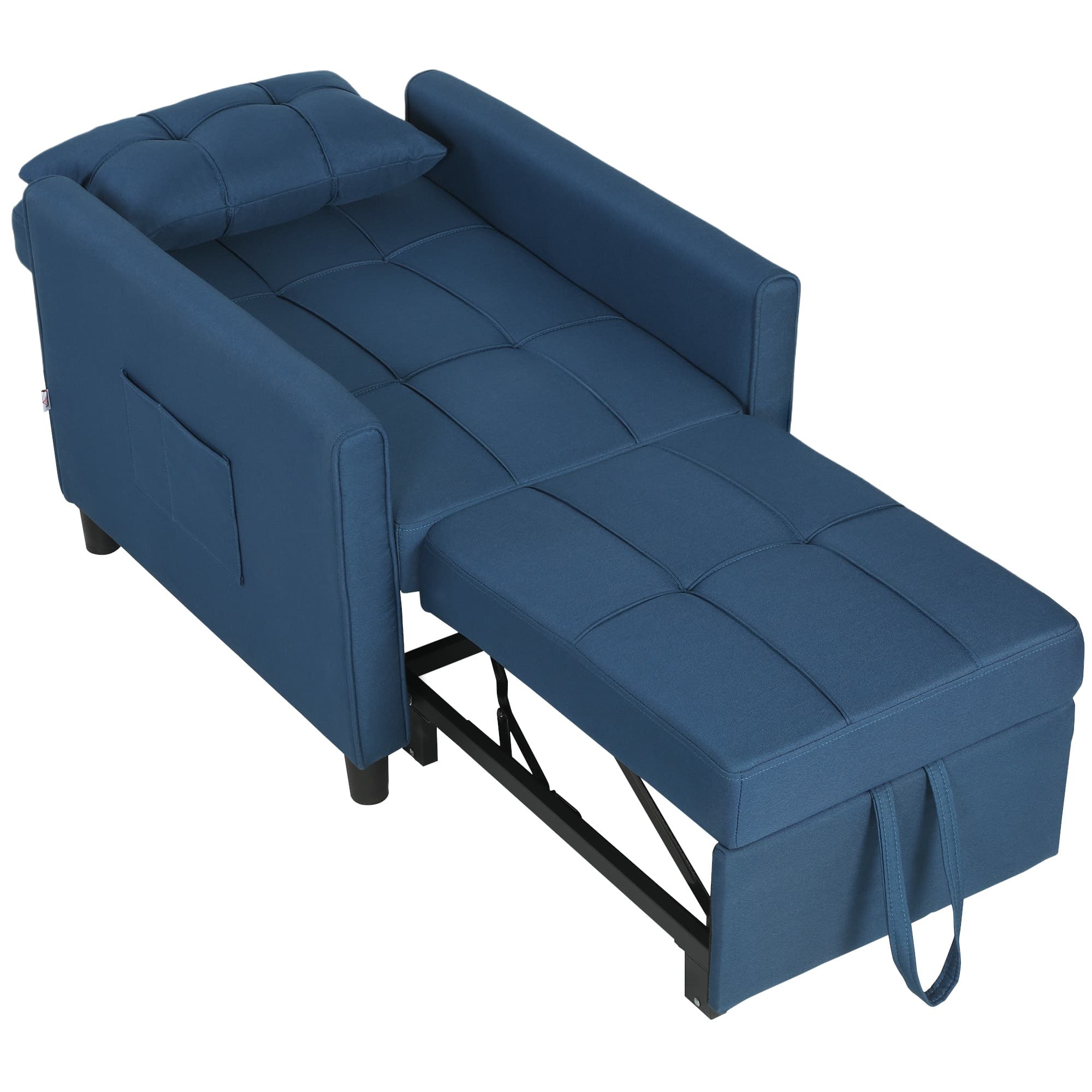HOMCOM Fauteuil-lit pliable avec dossier réglable et coussin, Bleu
