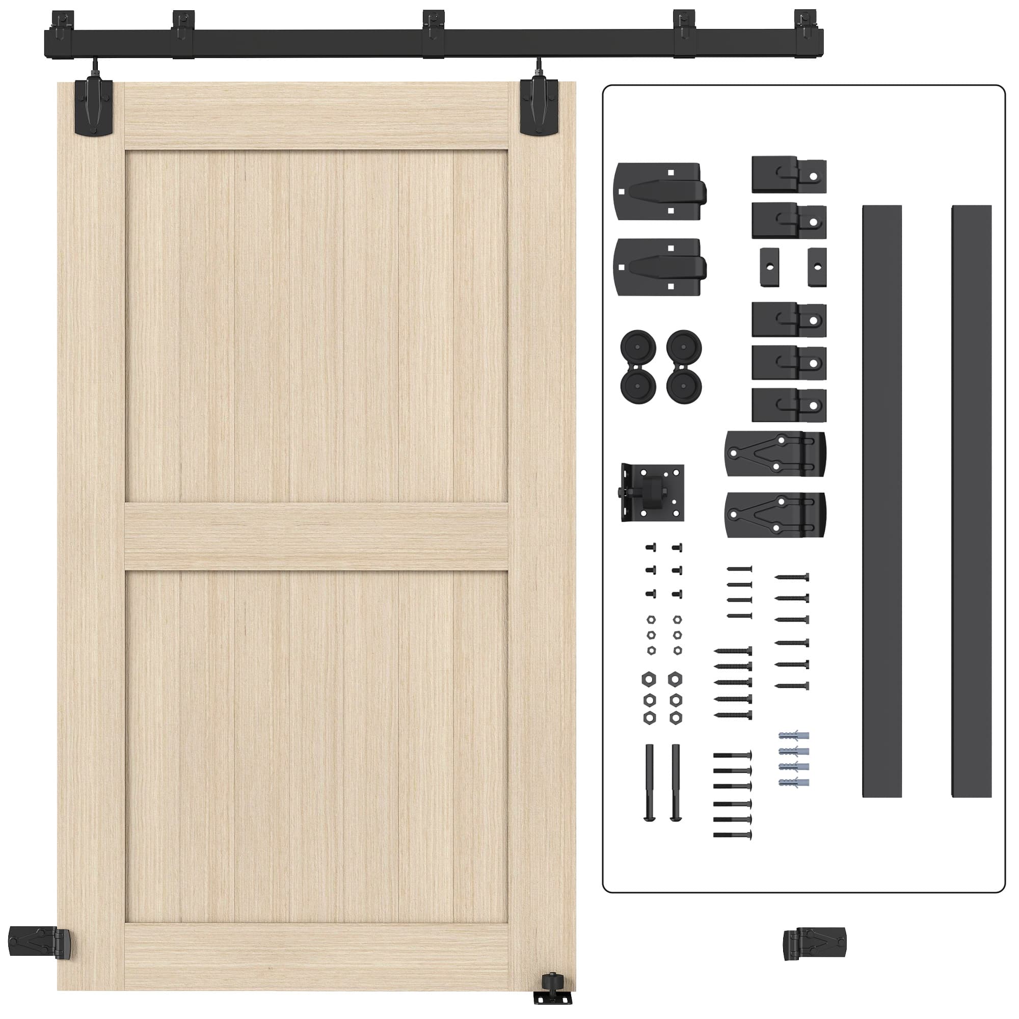 HOMCOM Kit de quincaillerie pour porte coulissante charge lourde 183 cm Noir pour portes simples