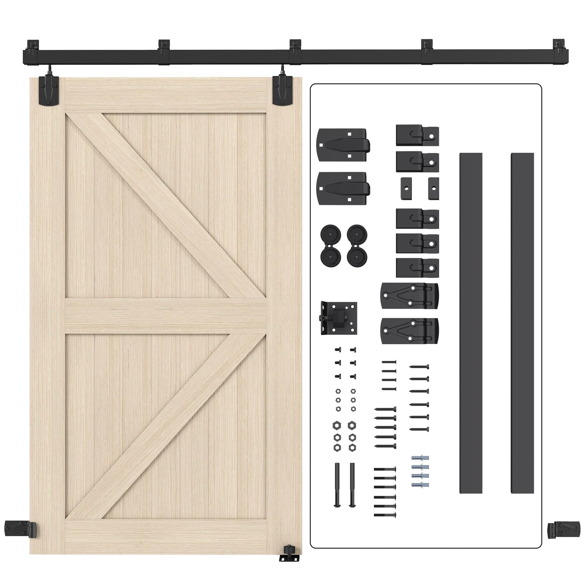 HOMCOM Kit de quincaillerie haute charge pour porte coulissante 244 cm Noir pour portes simples