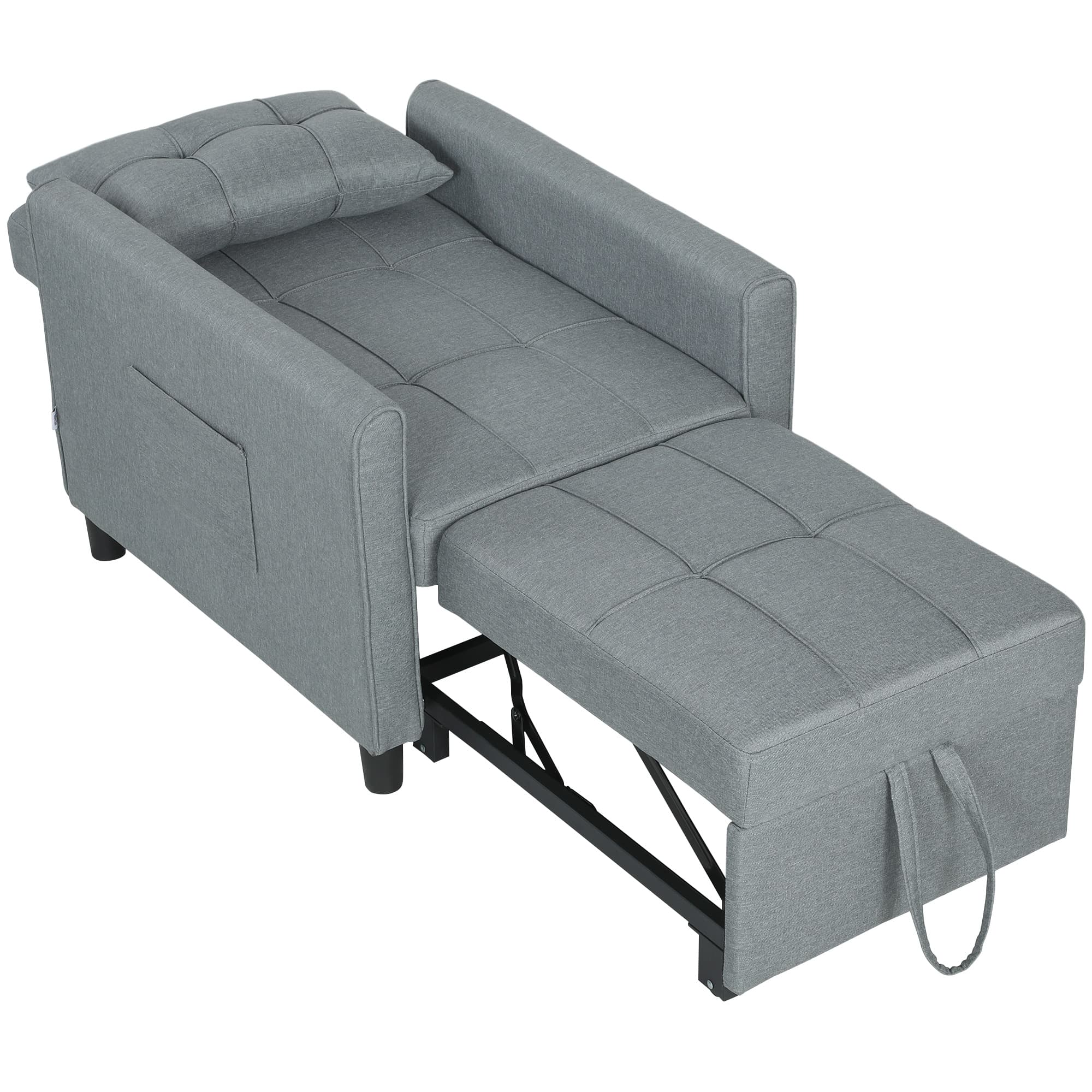 HOMCOM Canapé-lit pliable convertible avec dossier réglable et coussin, Gris