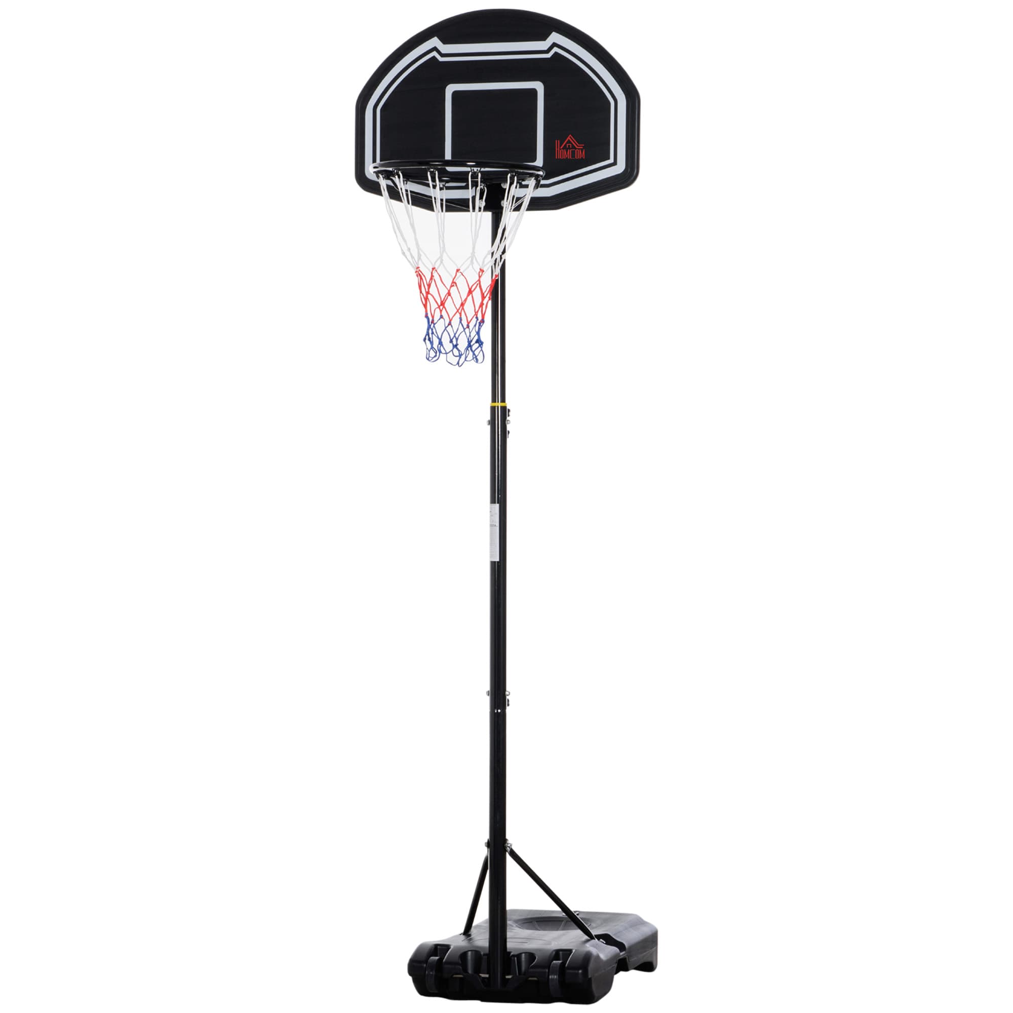HOMCOM Panier de basket extérieur hauteur réglable 197,5-254 cm panier de basket sur pied à roulettes base remplissable noir