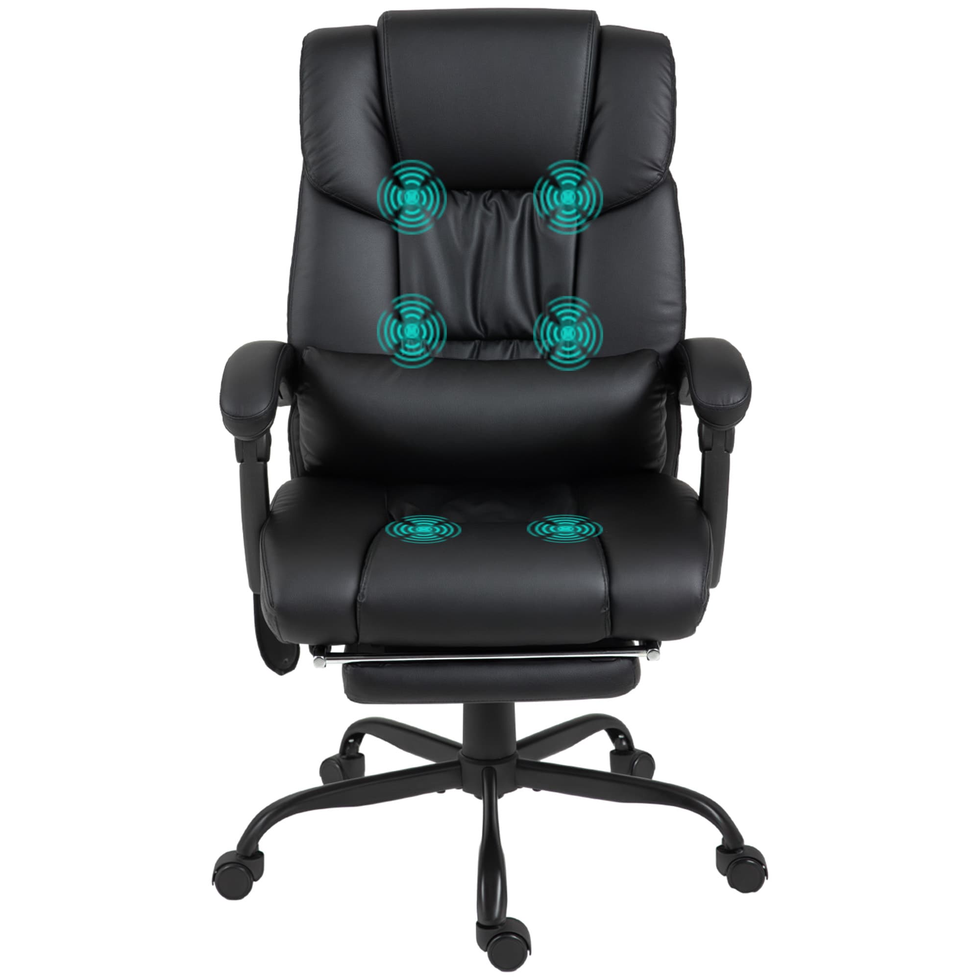 Vinsetto Fauteuil de bureau ergonomique avec fonction massage, siège de bureau avec repose-pieds, dossier haut, soutien lombaire noir