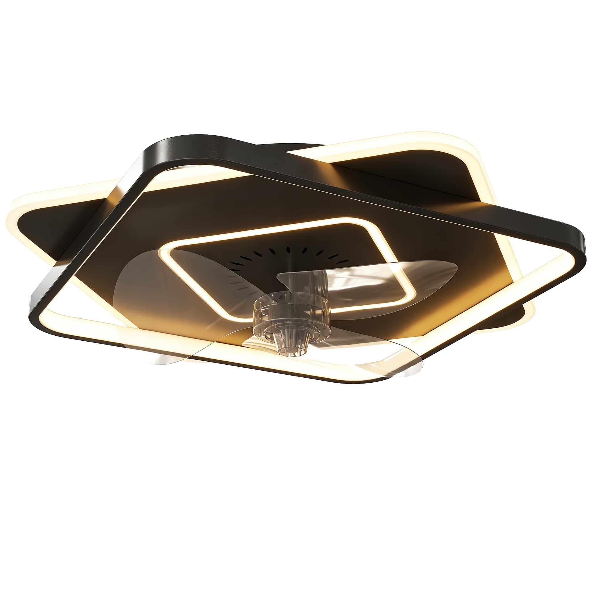 HOMCOM Ventilateur de plafond avec lumière et télécommande, ventilateur de plafond LED à 6 vitesses, 3 températures de couleur