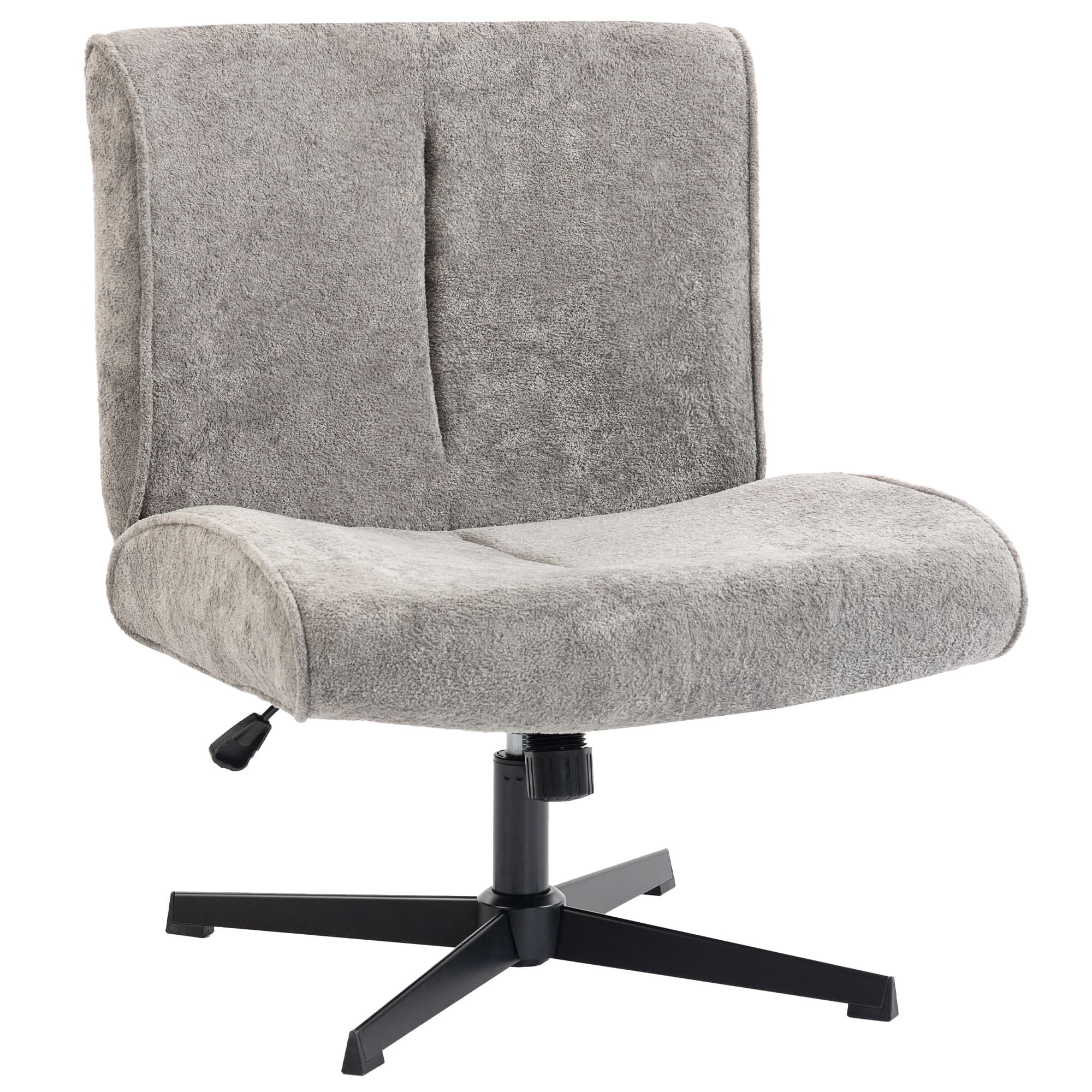 HOMCOM Fauteuil d'appoint pivotant, fauteuil lounge rembourré effet velours avec réglage en hauteur pour salon, bureau, gris