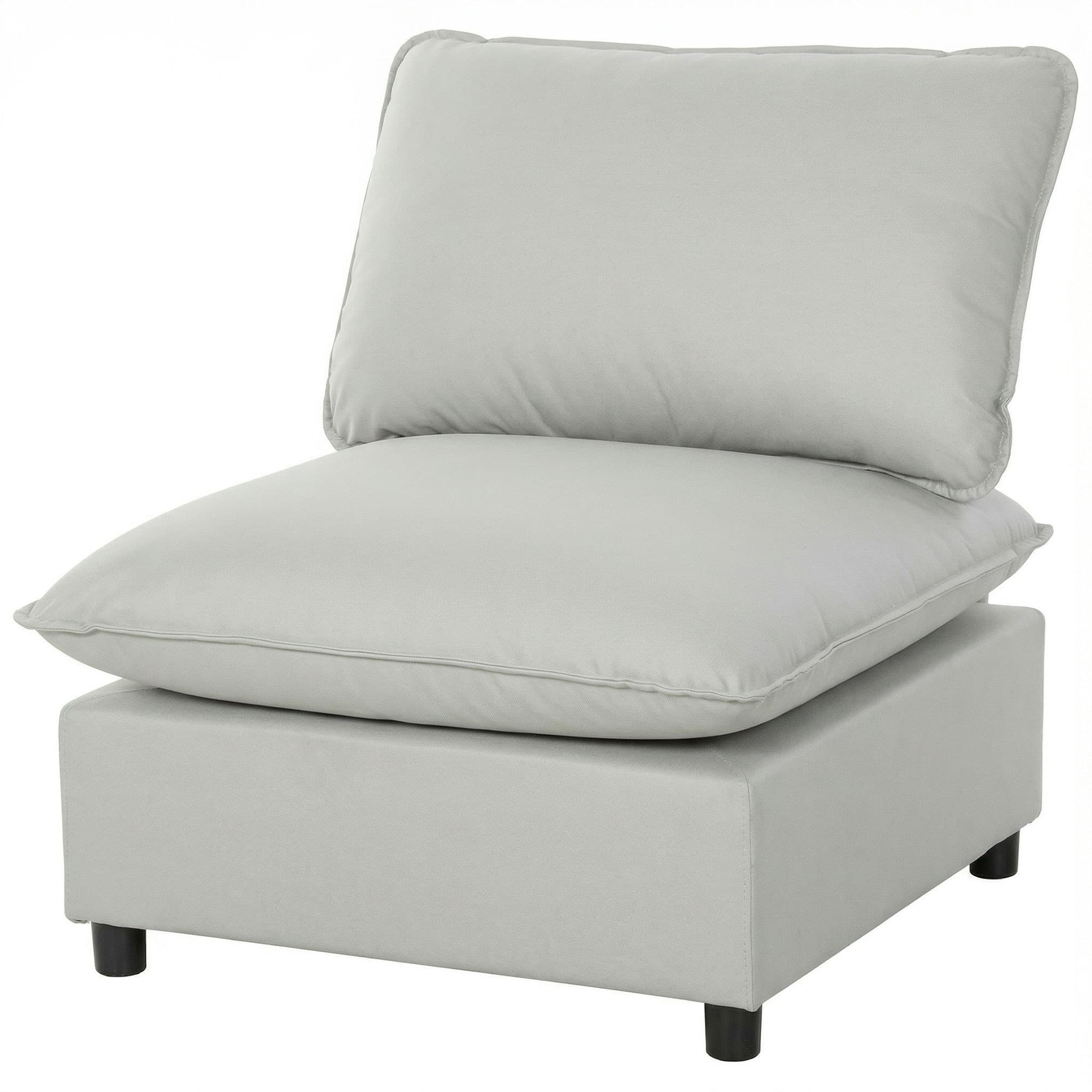 HOMCOM Fauteuil d'appoint, fauteuil moderne en Leathaire à assise large et profonde, rembourrage épais, montage facile, gris