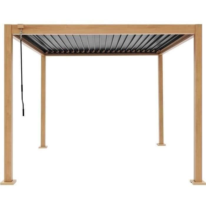 Pergola bioclimatique GAYA - Structure en aluminium et en acier - l300 x P300 x H240 cm - Aspect Bois